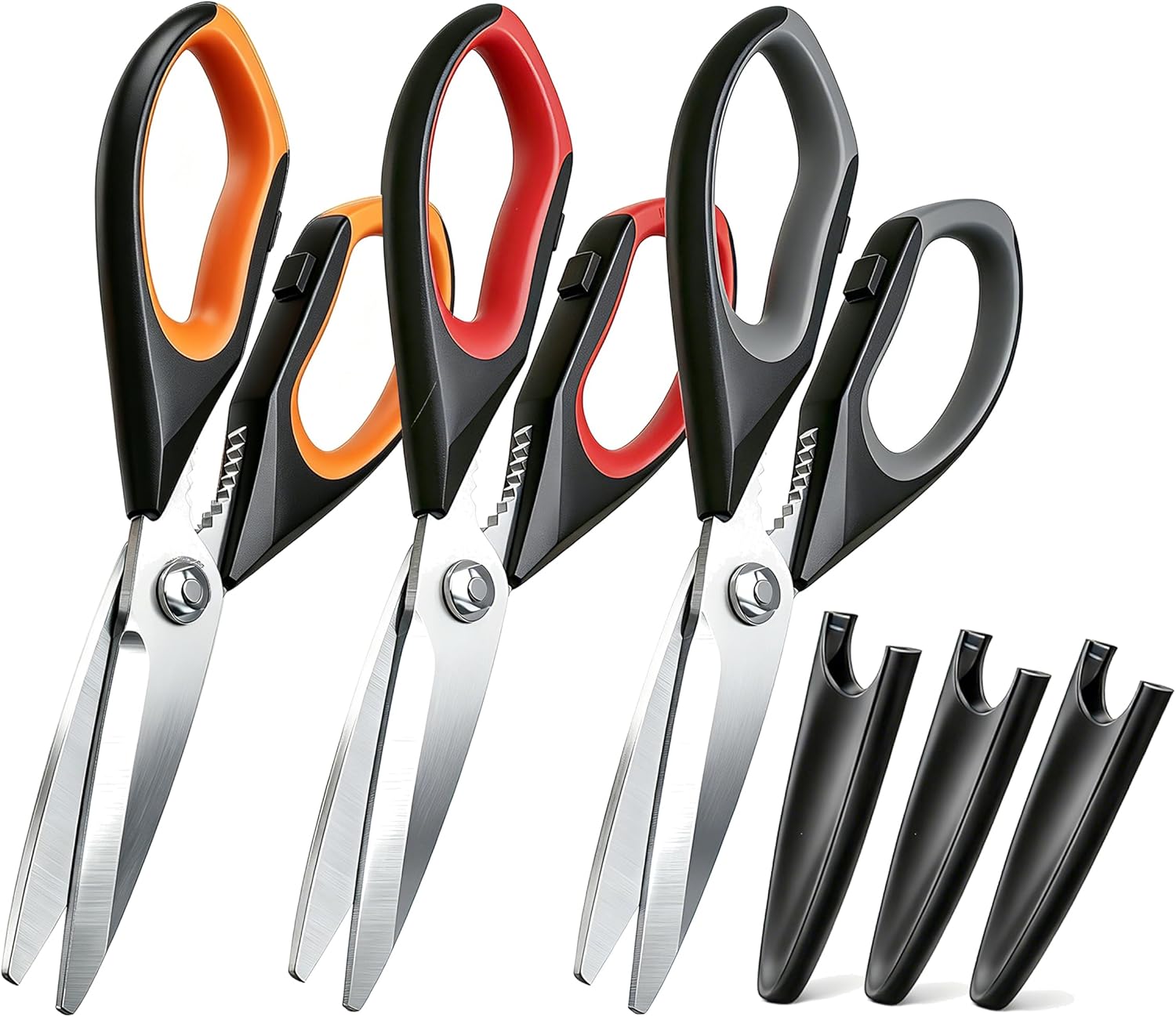 Amazon.com: Kitchen Scissors All Purpose 3 Pack - Heavy Duty Stainless ...