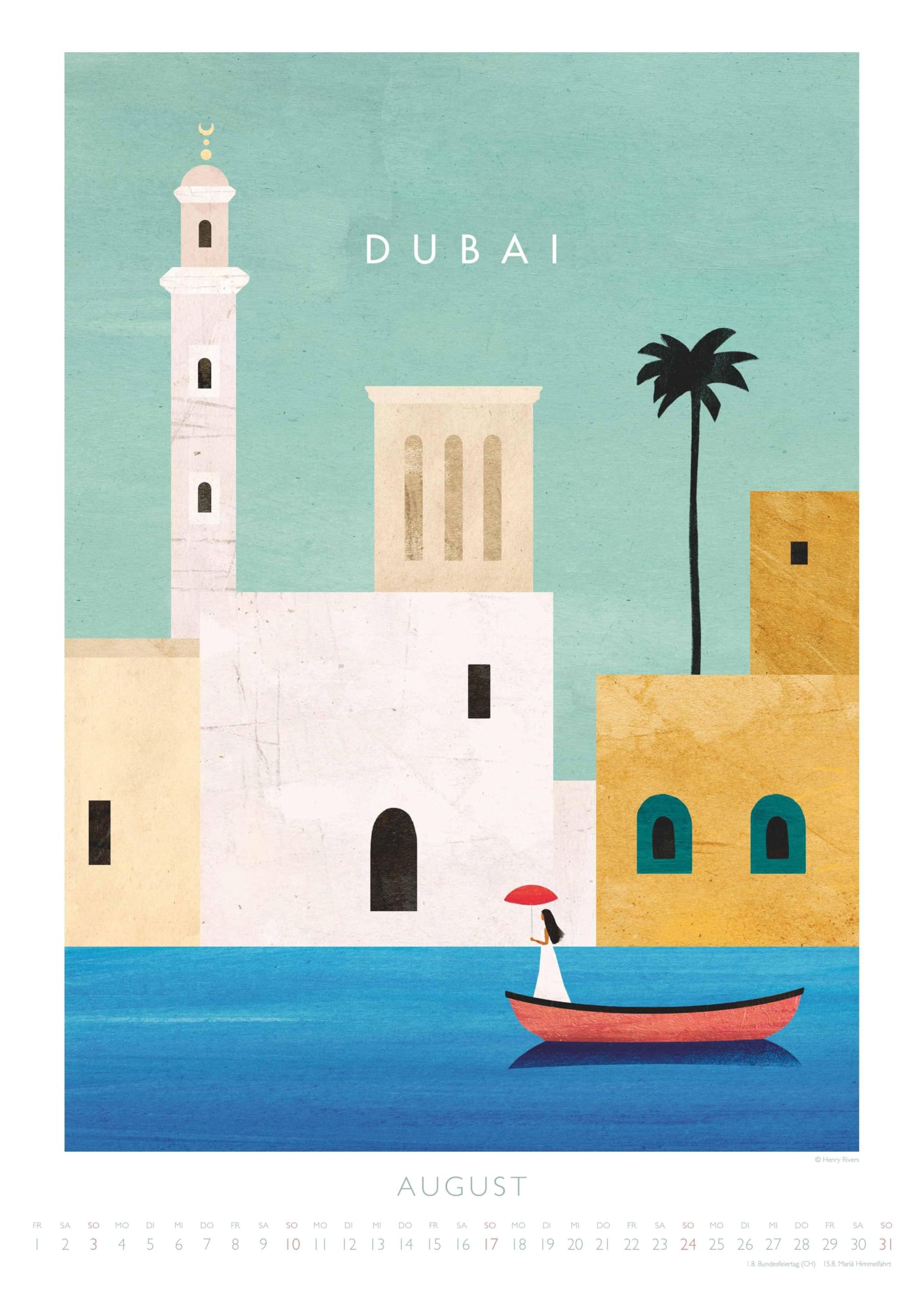 DUMONT - Rivers: Travelposter 2026 – Wandkalender im Posterformat 50 x 70 cm mit Art-Deco-Reiseplakaten von Henry Rivers