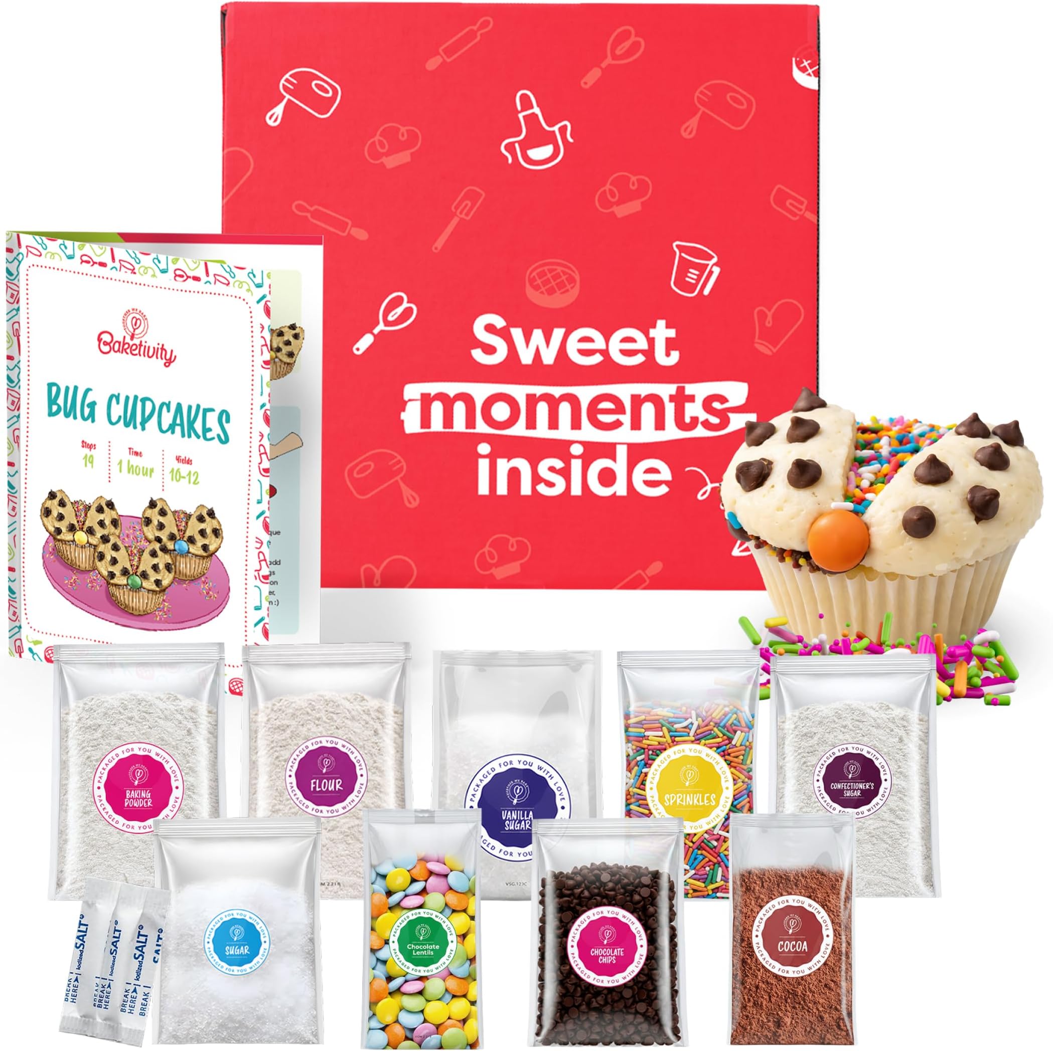 BAKETIVITY Kids Baking DIY Activity Kit - Bake Delicious Bug Cupcakes with Pre-Measured Ingredients – Best Gift Idea for Boys and Girls Ages 6-12