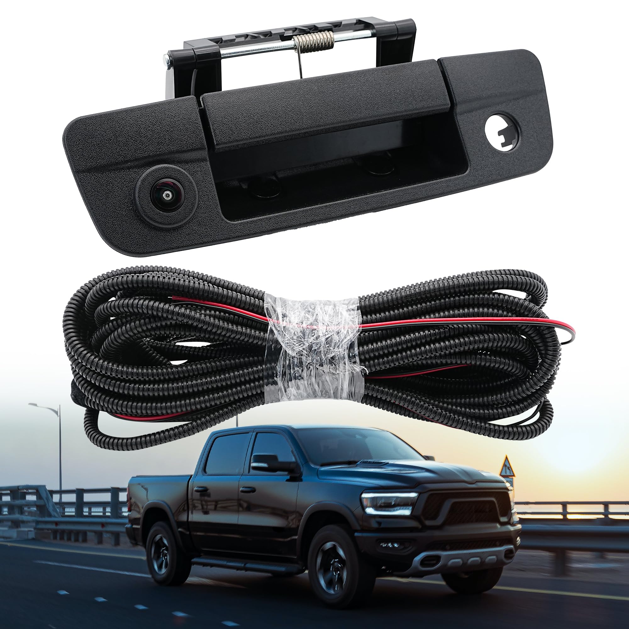 Tailgate Handle Backup Rear View Camera Compatible with Dodge Ram 1500 2009-2017 / Dodge Ram 2500 3500 2010-2017.Replace# 68084284AB, CH1915120, 68197873AA