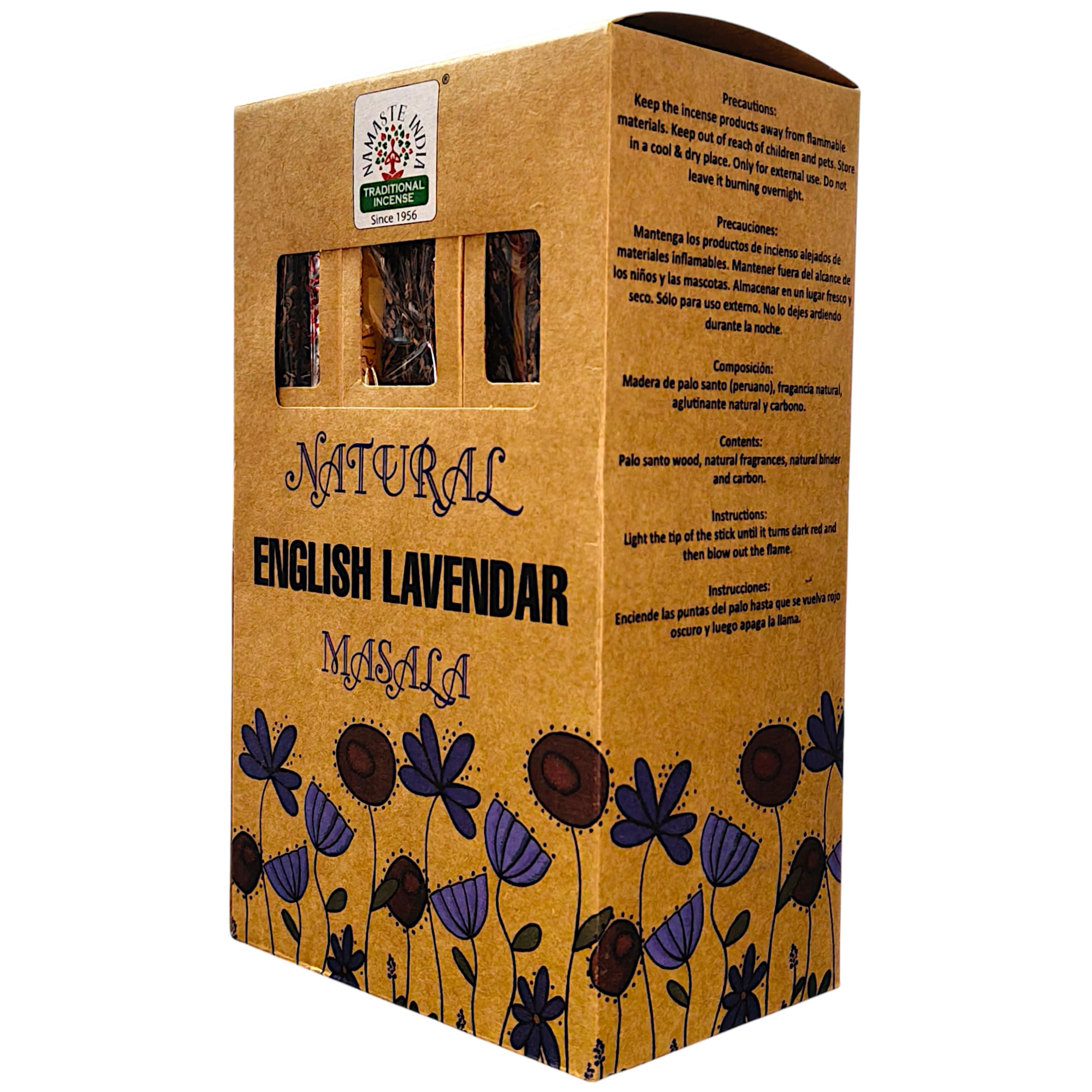 Encens Naturel English Lavanda Bio 600g Grande Boîte 12 Étuis 50g