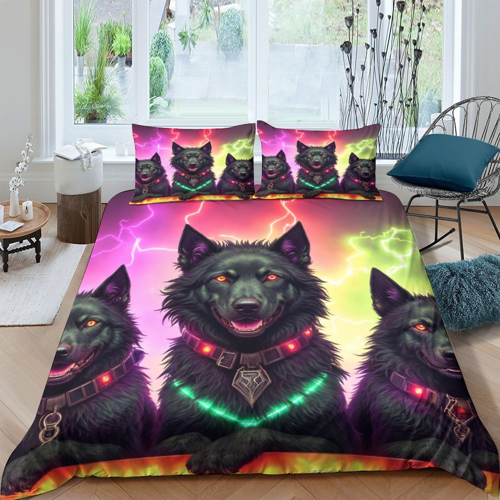 Funda nórdica de perro 3D con ropa de cama de 3 piezas y funda de almohada para cama 200x200