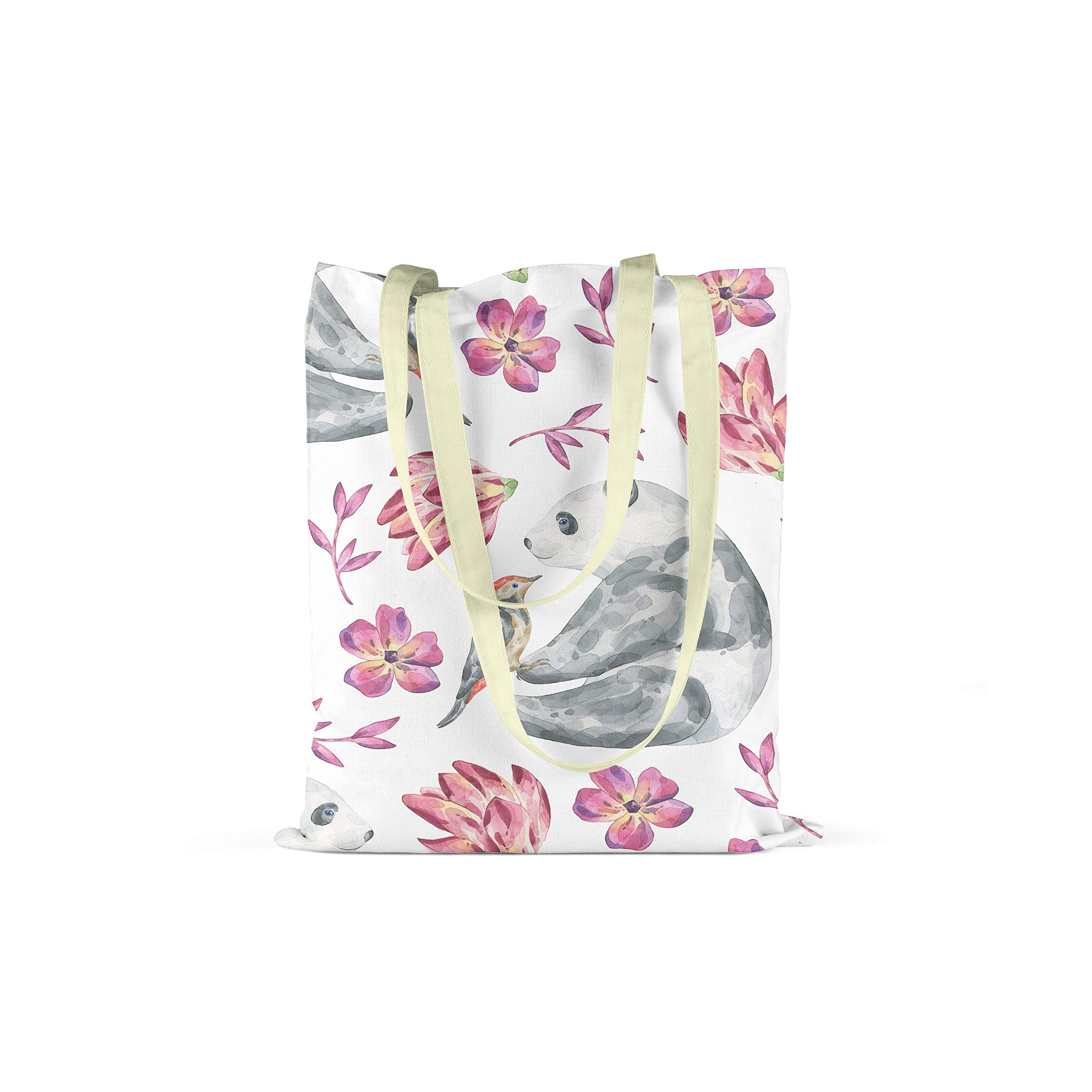 Bonamaison Printed Tote Bag, Reusable Grocery Bag, Shopping Bag, Machine Washable, Foldable, Canvas Cloth Bag with Handles, Size: 34x40 Cm