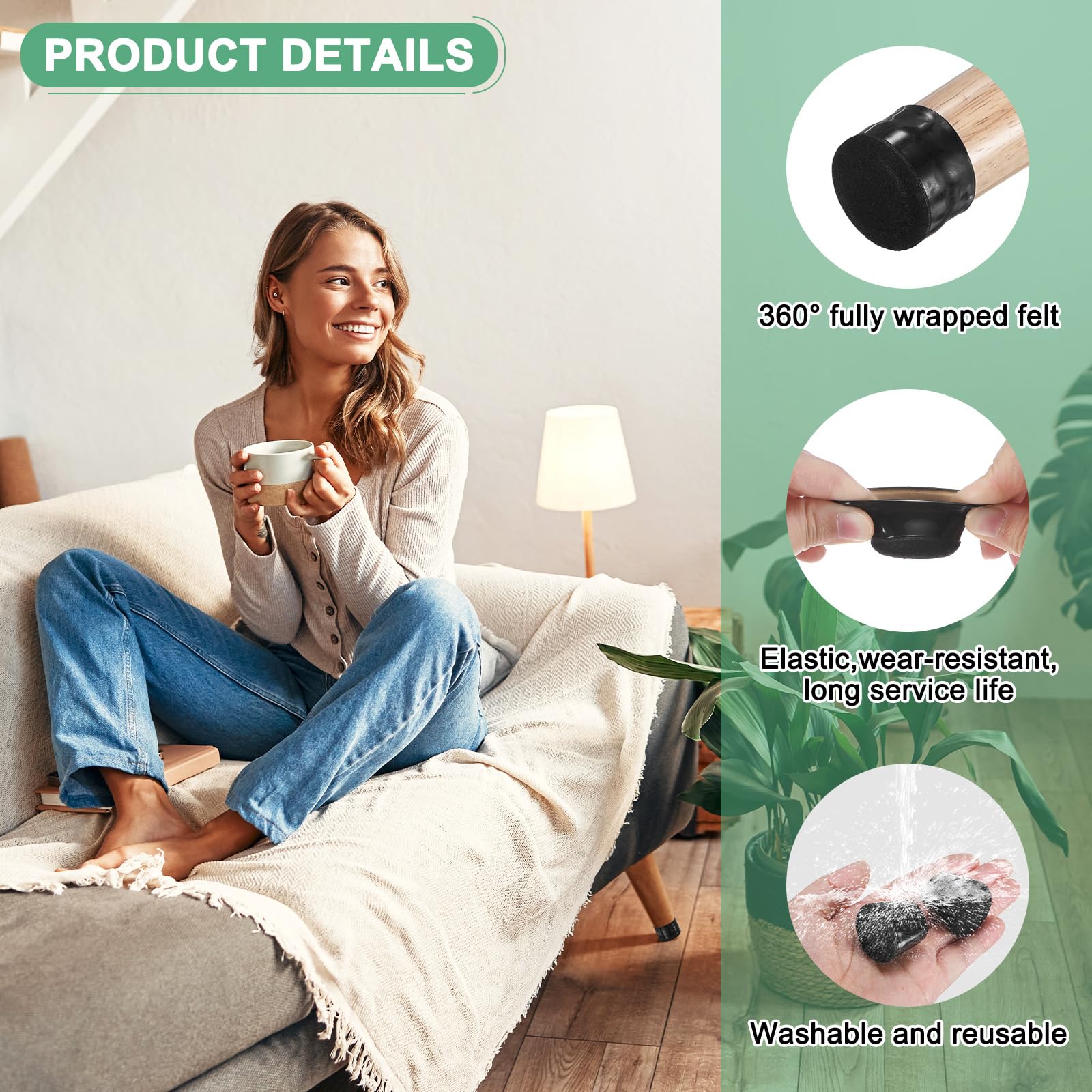 M METERXITY 24-Pack Chair Leg Floor Protectors - Image 2