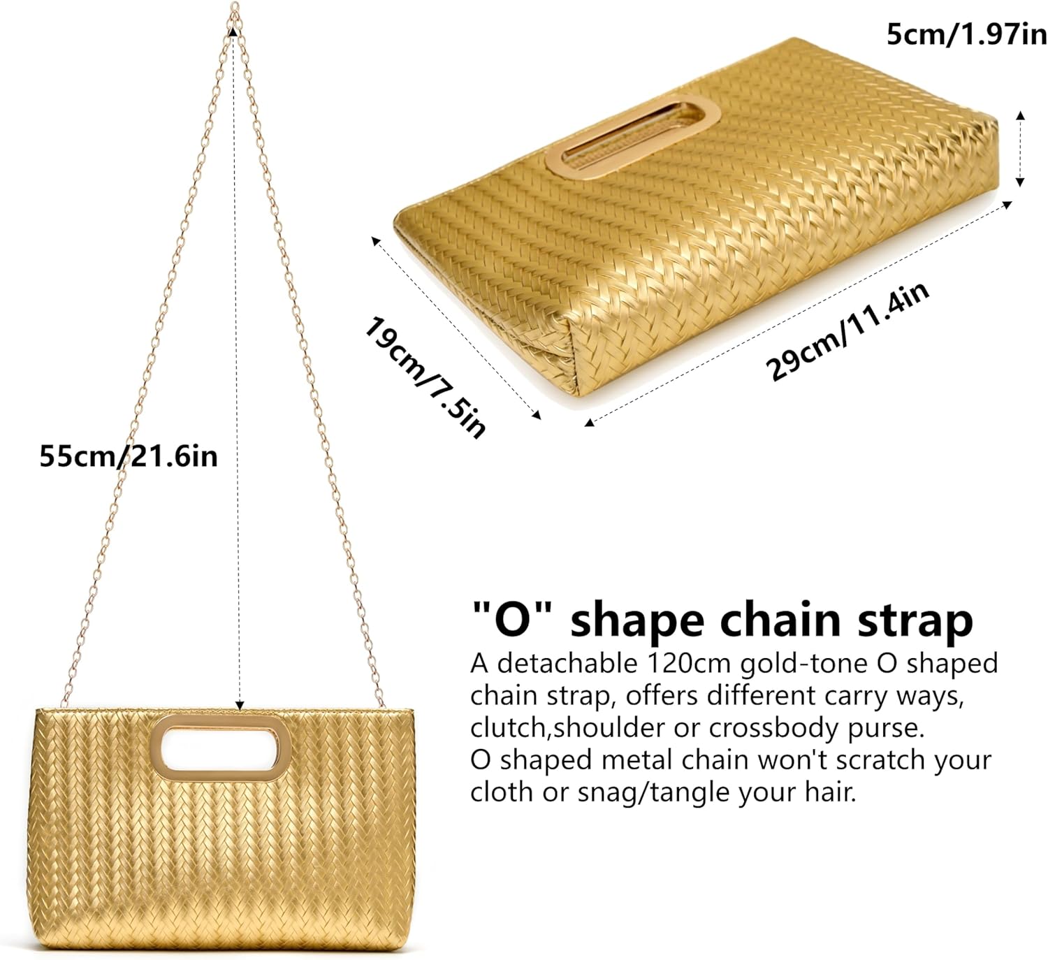 Gurina Woven Texture PU Clutch Purse for Women - Sleek Evening Bag, Perfect for Formal Events, Weddings & Cocktail Parties