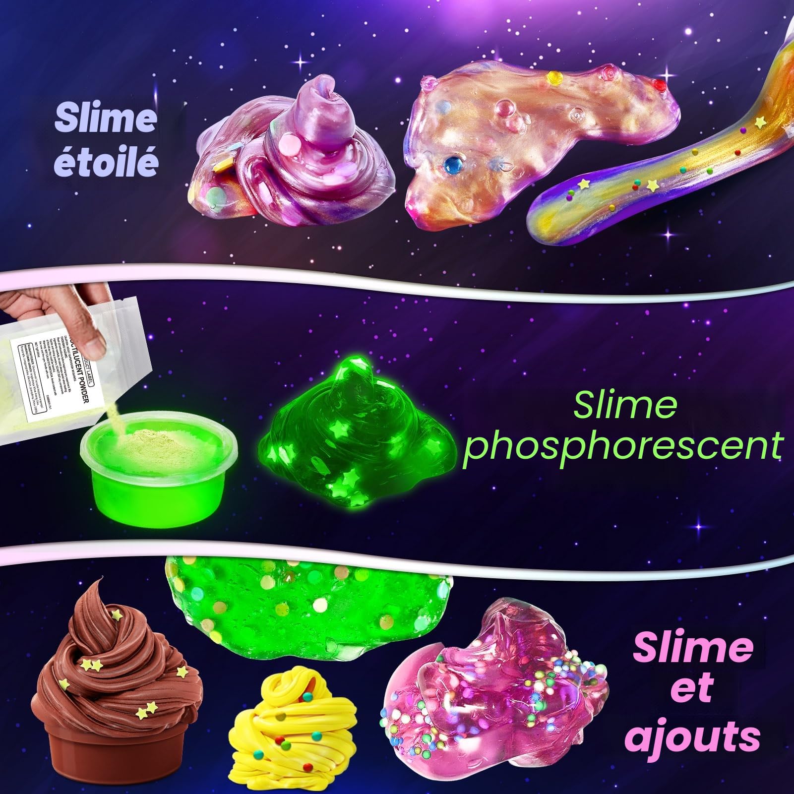 YOPINSAND Galaxy Kit de Fabrication de Slime pour Filles 3 à 12 Ans - Slime Galaxy, Mousse et Beurre avec Accessoires - Boules en Mousse, Breloques - Cadeau Créatif Enfant