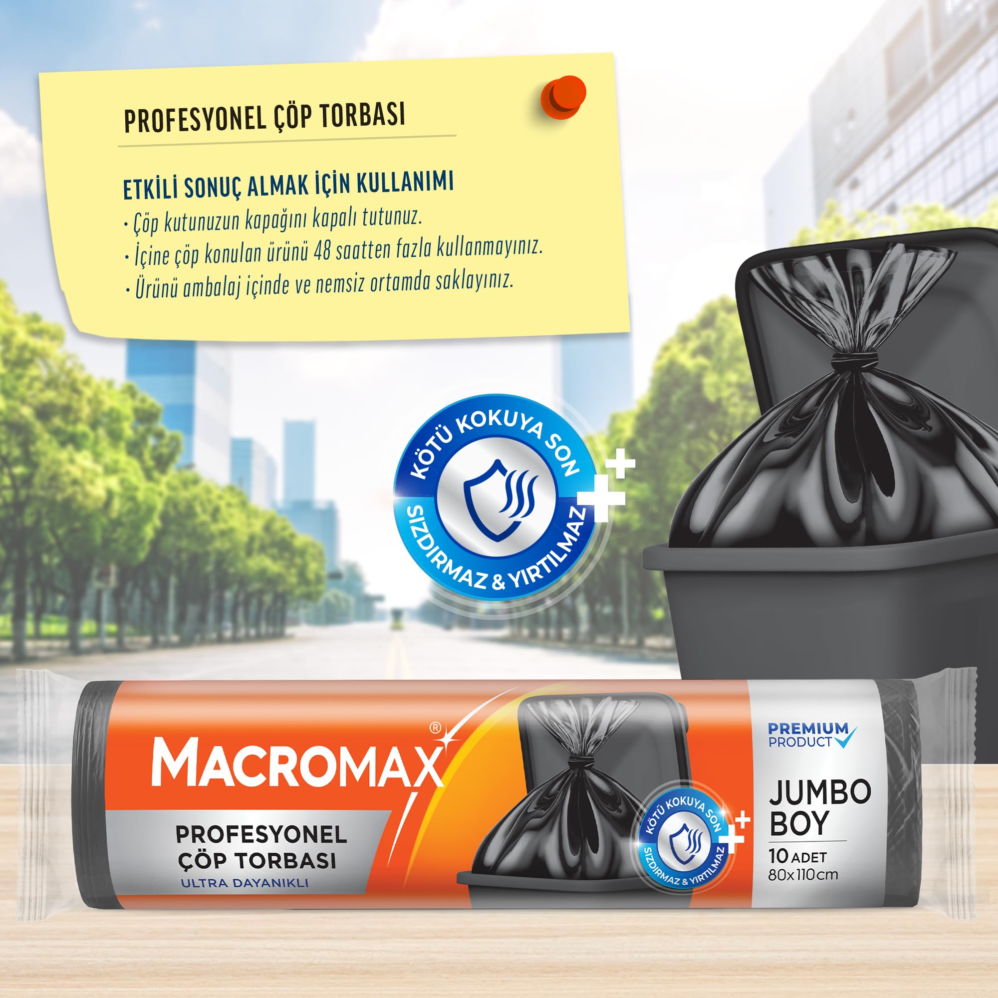 Macromax Profesyonel Çöp Torbası Jumbo Boy (80x110 cm) 10 Adet