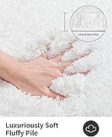 Vista 3 de ILANGO White Bathroom Rugs 32" × 20" Non Slip & Super Absorbent Extra Thick Soft, Washable Bath Mat for Floor, Microfiber Plush Shaggy Bath Rug with