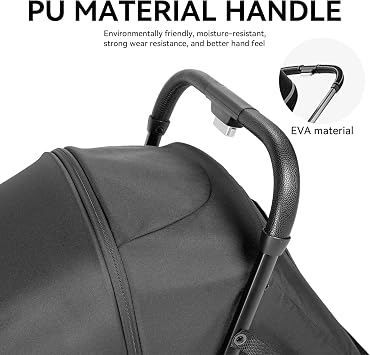 Nine point nine Ultra-Lightweight Pushchair at Only 4.6kg with Lie-Flat Position, Foldable Baby Stroller, Travel Pram from Birth to 15kg, Buggy with Adjustable Backrest, Footrest, Canopy (A8 Black)
