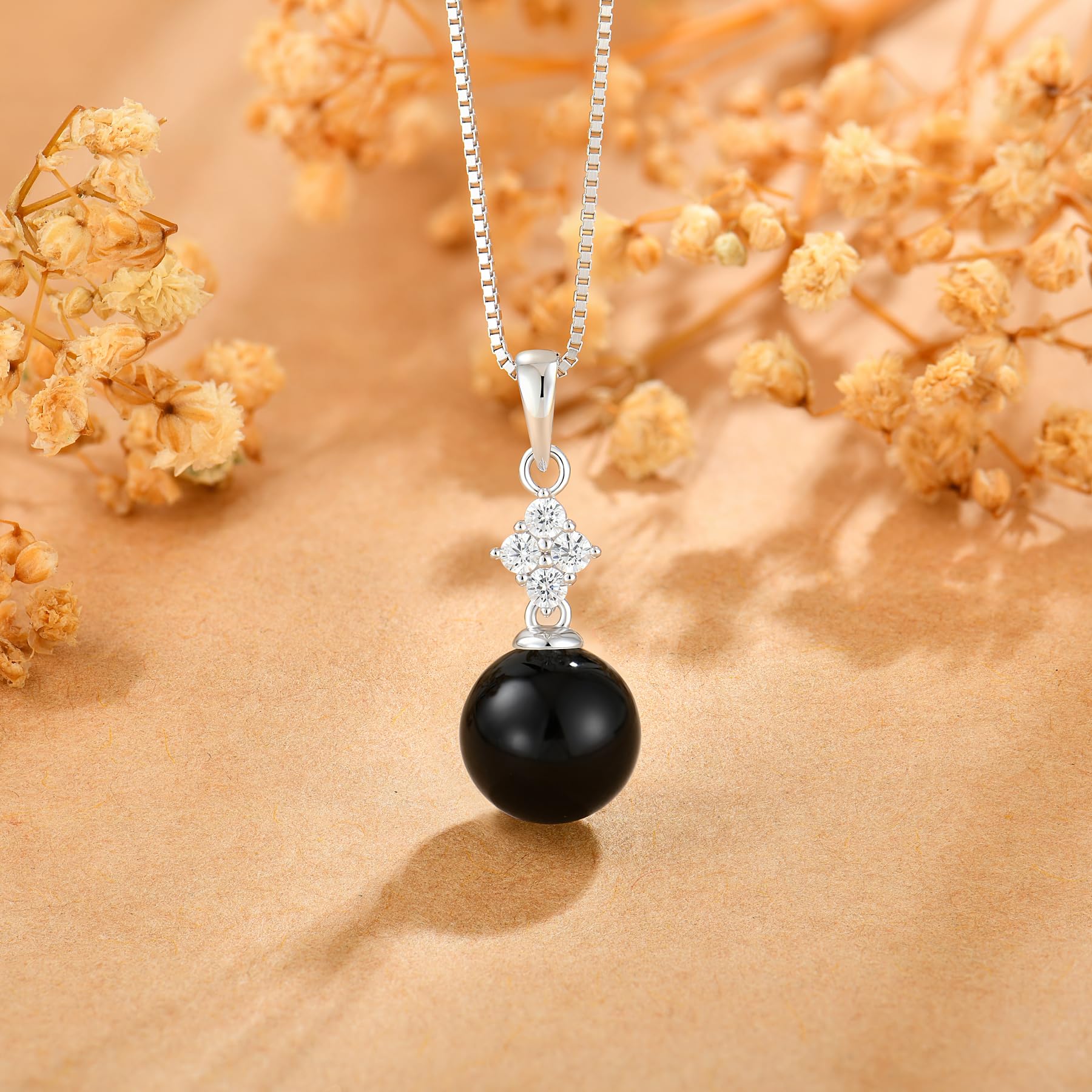 Oskani Pearl Necklace for Women 925 Sterling Silver Whit 5A Cubic Zirconia Dainty Pearl Pendant Necklace Jewelry Mother's Day Birthday Christmas for Wife Mom Her