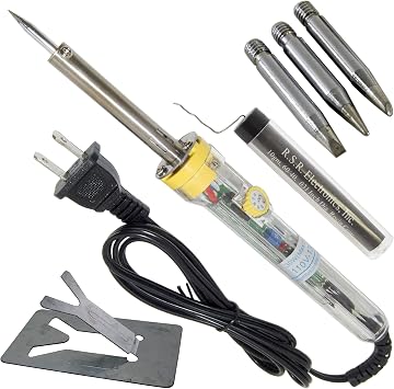 30W to 50W Adjustable Variable Temperature Soldering Iron Set - Includes 3 Spare Tips, Iron Stand Holder, and Solder Tube By Electronix Express