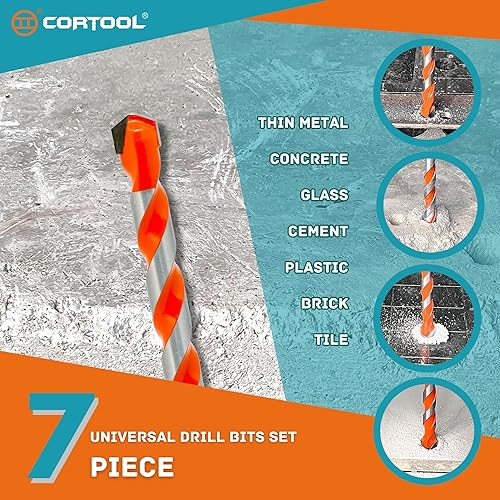 Miniatura 7 de Juego de brocas de mampostería para azulejos, ladrillo, cemento, hormigón, vidrio, plástico, bloque de cemento, madera, totalmente molido con puntas