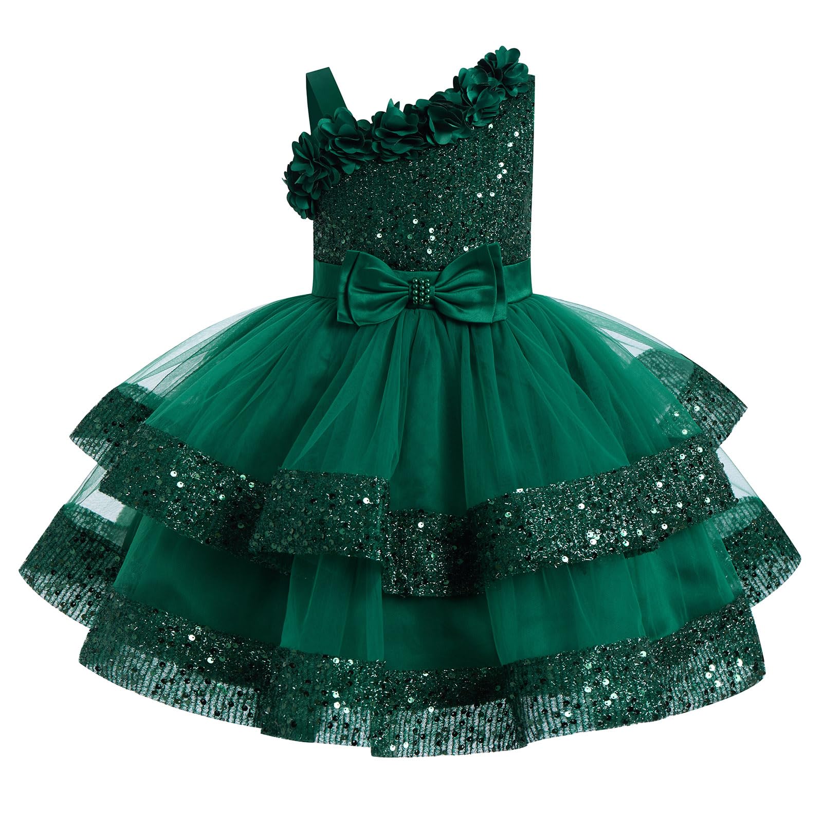 ABEHIK Vestito da principessa da bambina, con paillettes, vestito estivo in rete, tutù per feste, matrimoni, per bambini