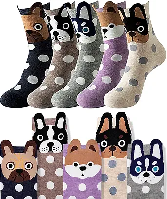 Funny Animal Socks for Women - Cute Dog and Cat Socks, Colorful Novelty Funny Socks for Animal Lover