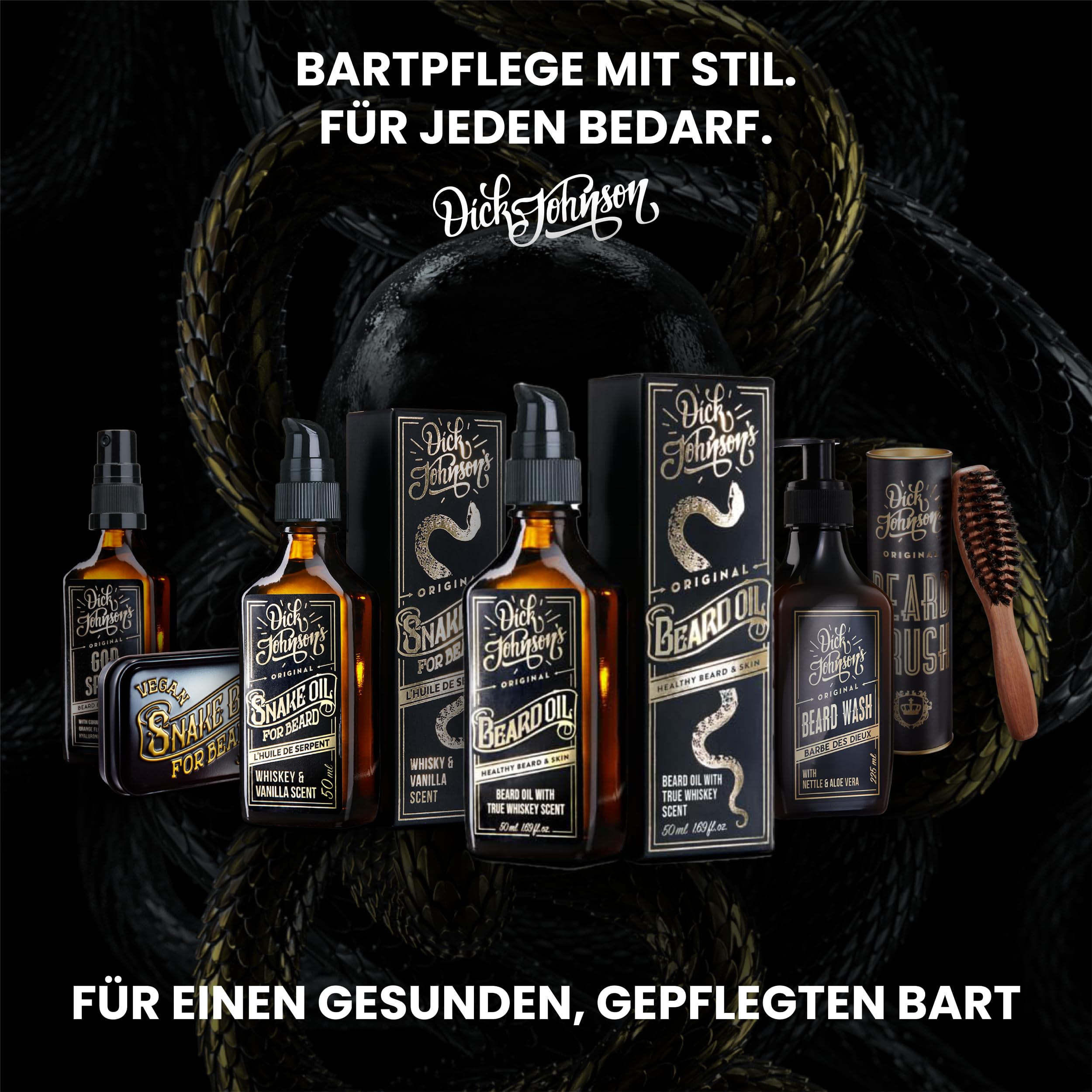 DICK JOHNSON Bartshampoo Godlike 200 ml – Bartseife Herren mit Brennesselextrakt– reinigt gründlich, schont die Haut & spendet Feuchtigkeit – Bart Shampoo mit Whiskey-Vanille-Duft