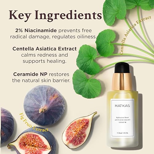 Miniatura 5 de MATKAS Suero de niacinamida antioxidante coreano al 2% para cara con cica - 1.0 fl oz - Hidratante de ácido hialurónico y suero de ampolla Centella