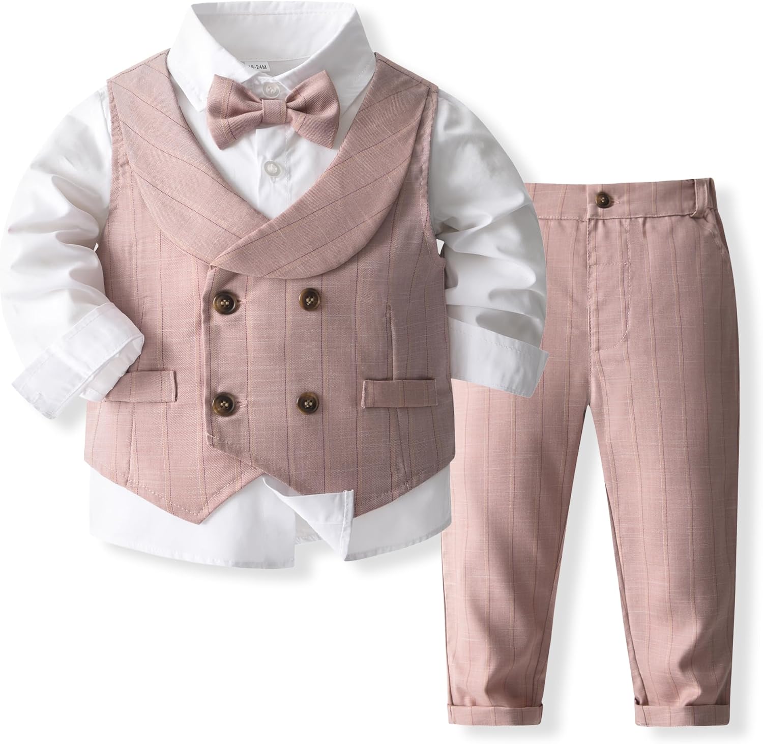 Boys 3Pcs Clothing Sets Long Sleeve Bowtie Shirts +Vest +Pants Casual Suit