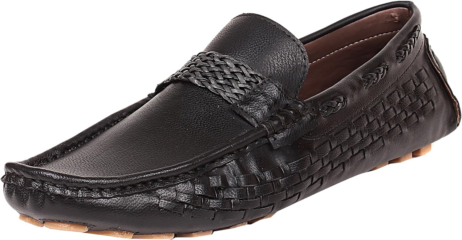 Tag 7 Men's Leather Loafers 7 Black