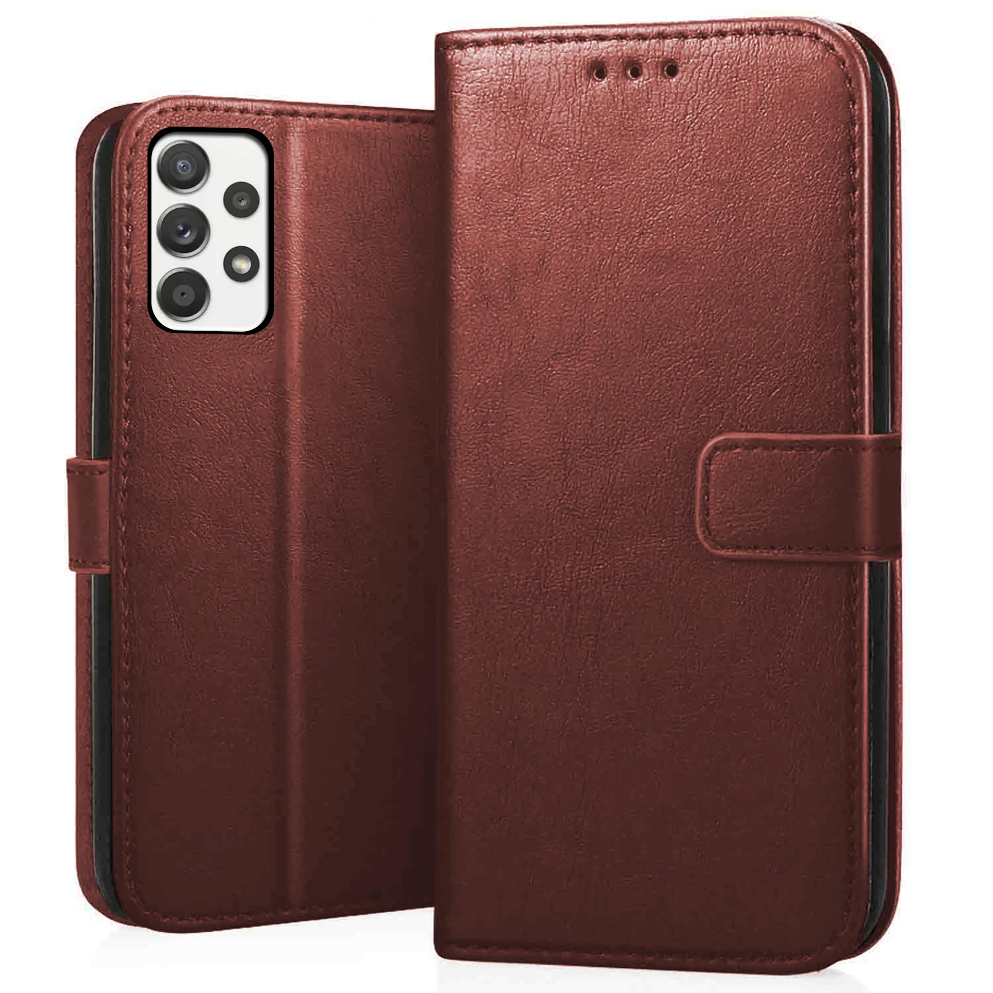 CEDO Samsung Galaxy A52 / A52s (5G) Flip Cover | Leather Finish | Inside Pockets & Inbuilt Stand | Shockproof Wallet Style Magnetic Closure Back Case Flipcover (Brown) (B09FGWKNXN) Amazon Price History, Amazon Price Tracker