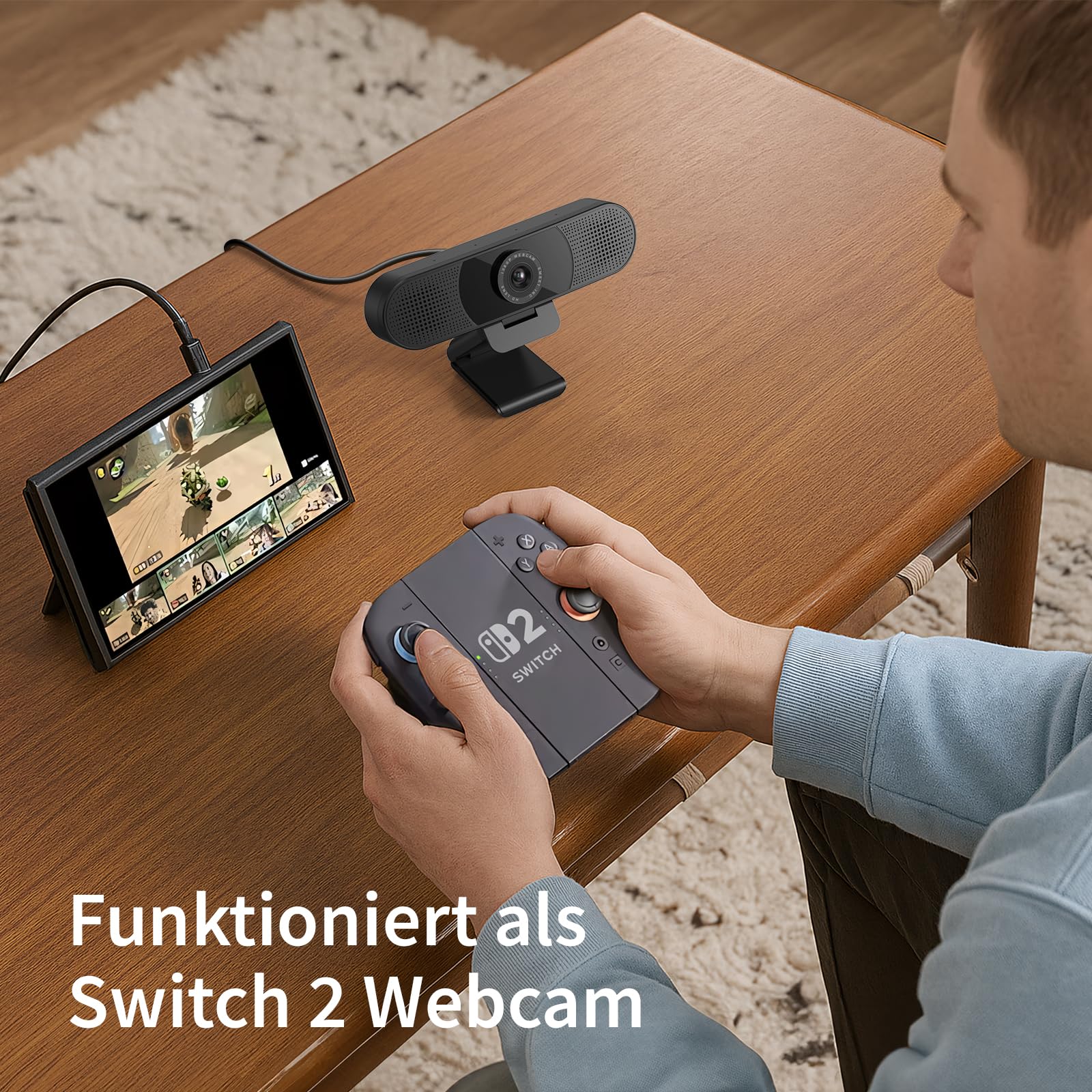 EMEET Full HD Webcam - C960 1080P Webcam mit Objektivabdeckung & Dual Mikrofon, 90 ° Streaming Kamera mit Automatische Lichtkorrektur, Plug & Play, für Linux, Win10, Mac OS