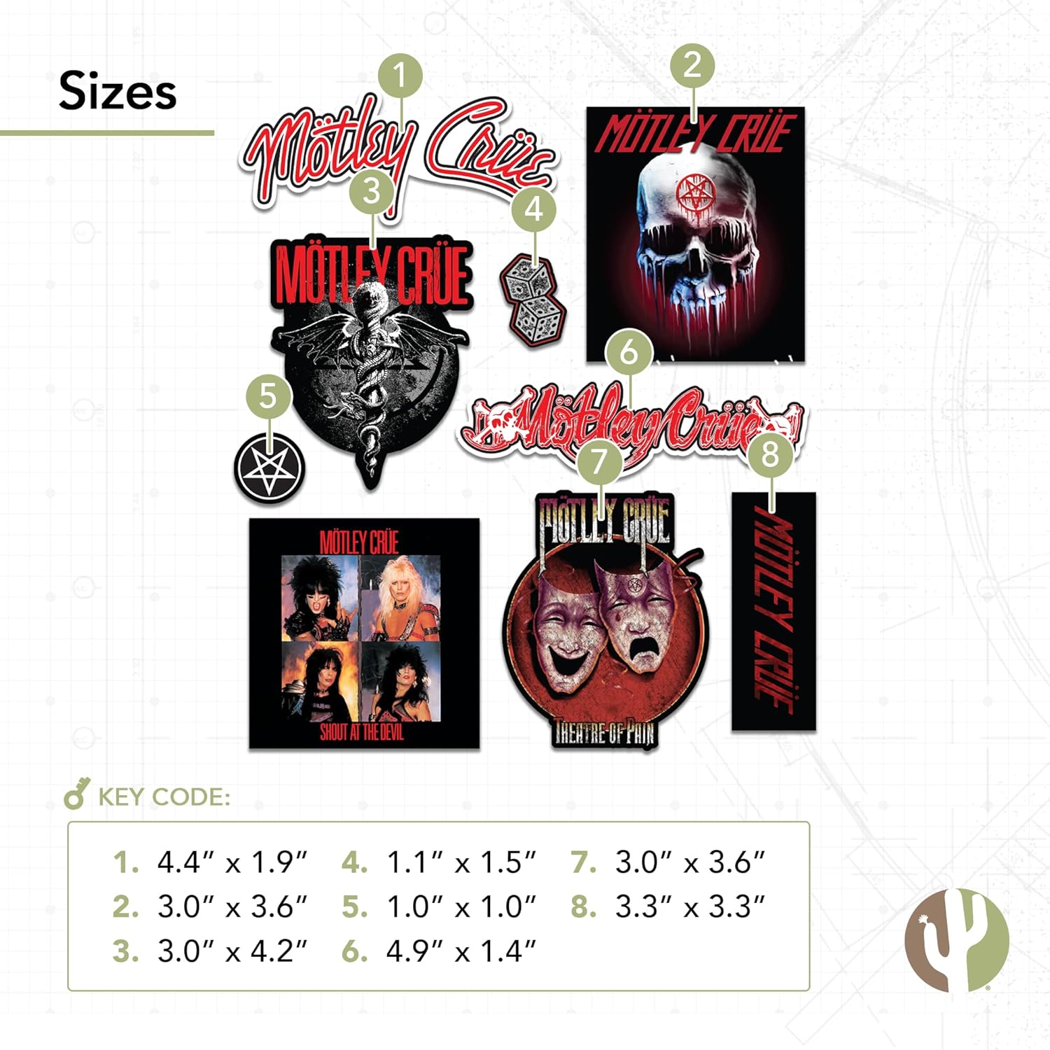 Desert Cactus Motley Crue Sticker Vinyl Decal Laptop Water Bottle Car Scrapbook Sheet (Type 2 V3) - Image 3