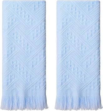 2Pcs Bathroom Hand Towel, Turkish Cotton Face Towel, Light Blue