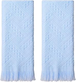 Two Turkish Cotton Hand Towels in Light Blue