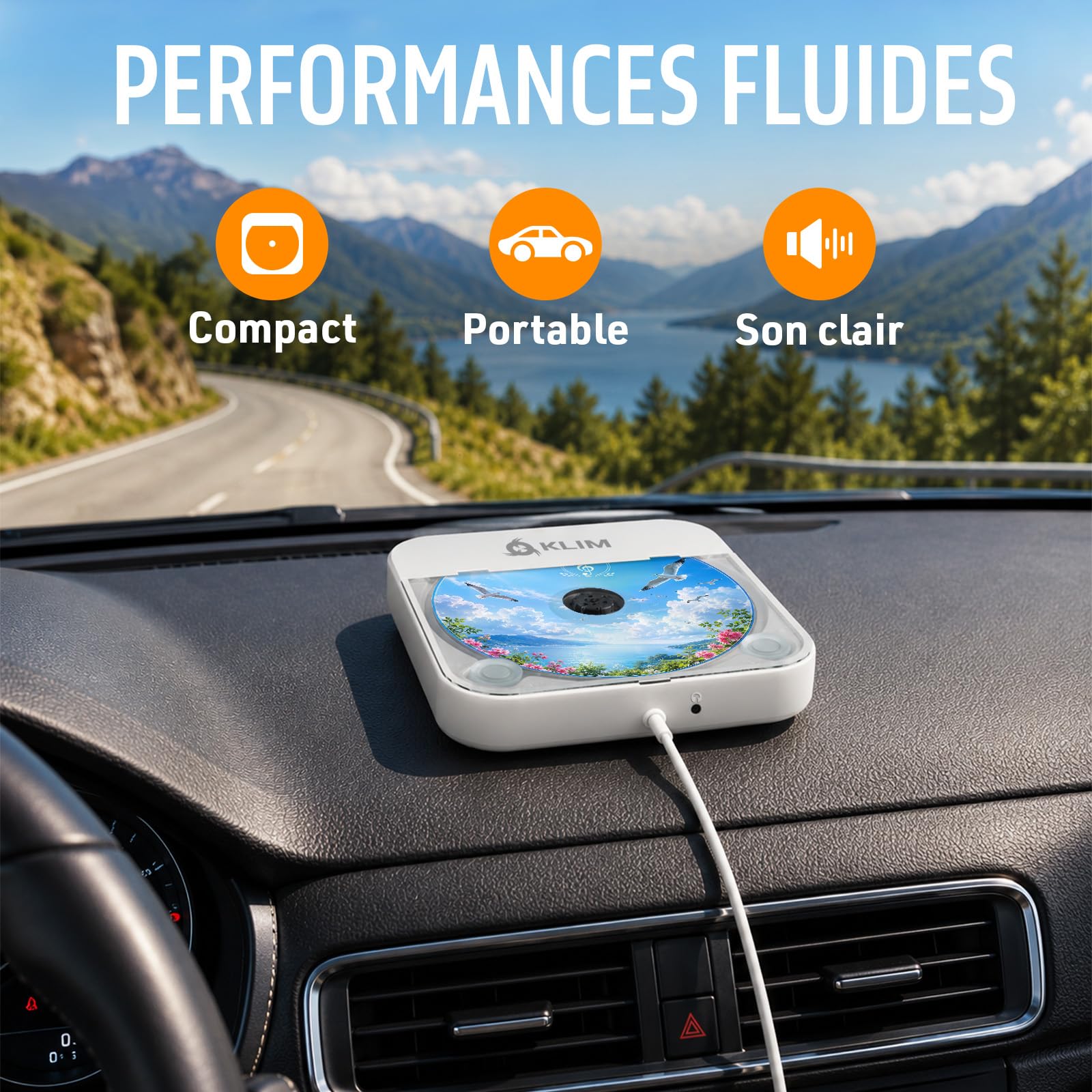 Lecteur CD pour Voiture - USB Portable Antichoc - Plug and Play