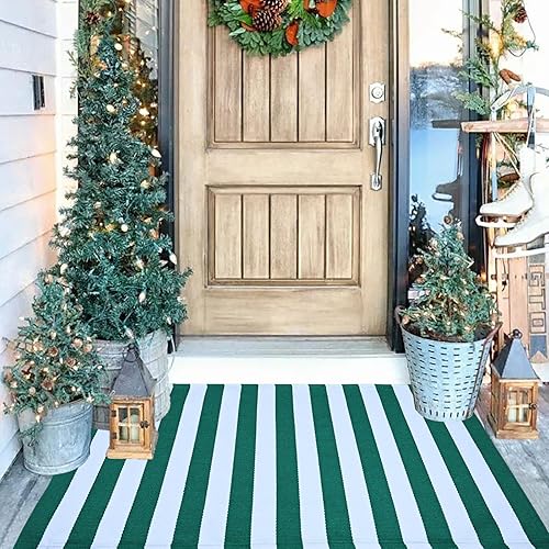 Vista 34 de Alfombra de exterior blanca y negra de 3 x 5 pies, alfombra de algodón tejida a mano, lavable a máquina, para interiores y exteriores, alfombra