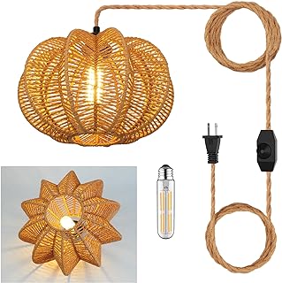 12 Cozy Living Room Lighting Ideas That Glow at Night 12 Plug in Pendant Light Rattan Hanging Lights with Plug in Cord 15FT Hemp ...