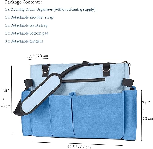 Miniatura 5 de Hauzbara Bolsa de limpieza grande, organizador de limpieza con hombro, bolsa de limpieza para suministros de limpieza, organizador de transporte de