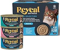 Reveal Entrées Grain-Free Fish Variety Wet Cat Food Paté - Natural High Protein, Carrageenan-Free, Vitamins & Minerals (12 x 2.47oz Cans)