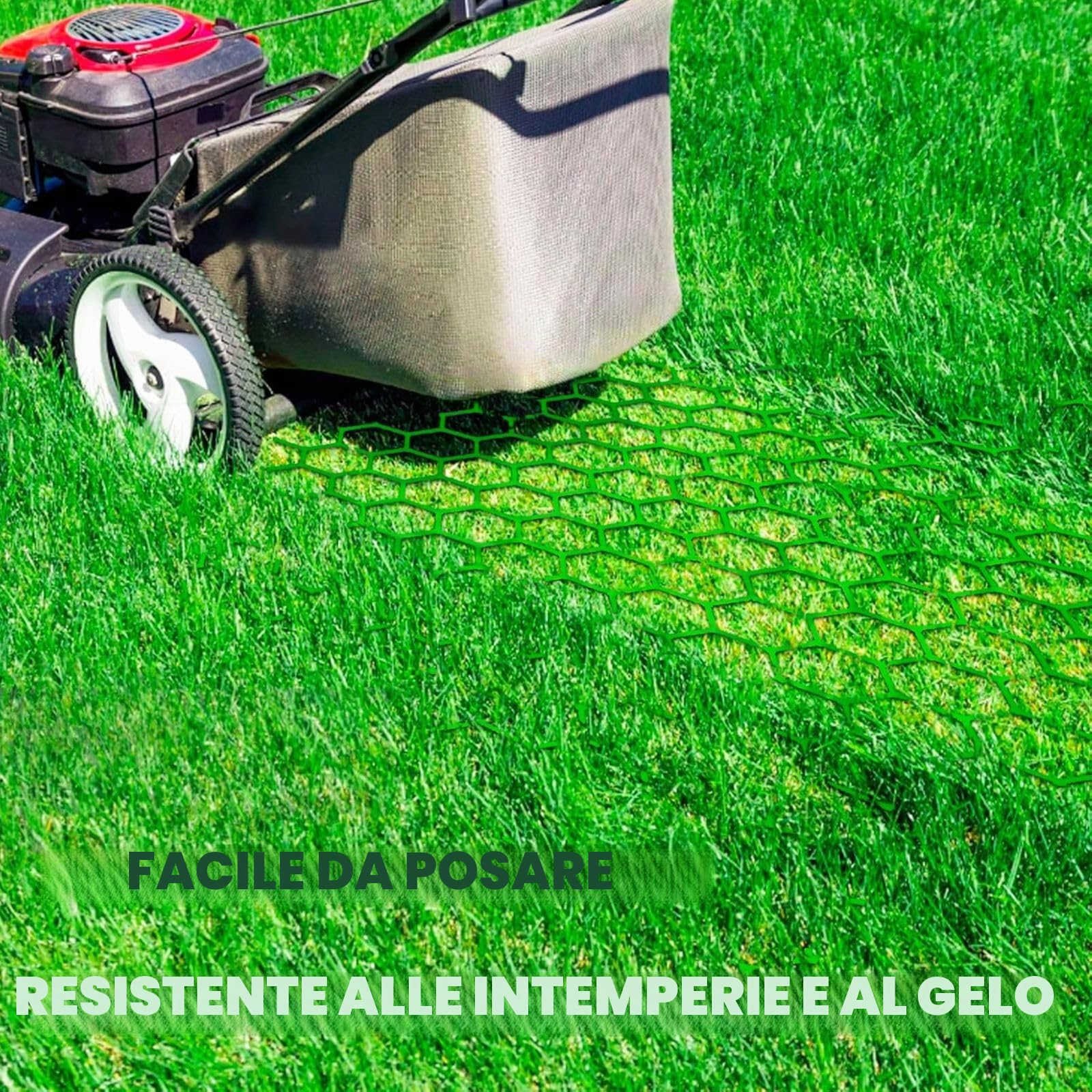 Floordirekt Griglia per prato in plastica, 1 m² – 4 pezzi – 50 x 50 cm, verde – griglia da pavimento, piastra paddock, a nido d'ape per prato