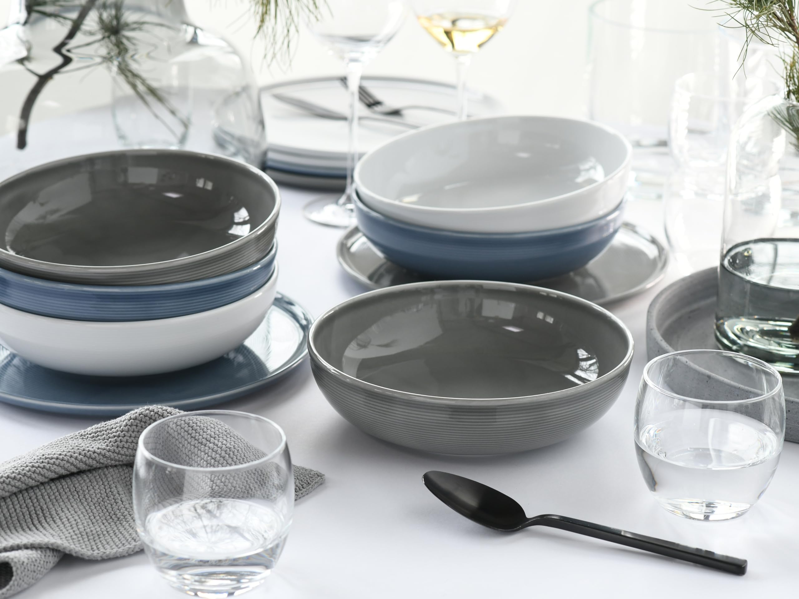 CreaTable, 25076, seria Session Urban, 12-częściowy zestaw naczyń dla 6 osób, serwis stołowy z porcelany, nadaje się do mycia w zmywarce i używania w kuchence mikrofalowej, Made in Europe