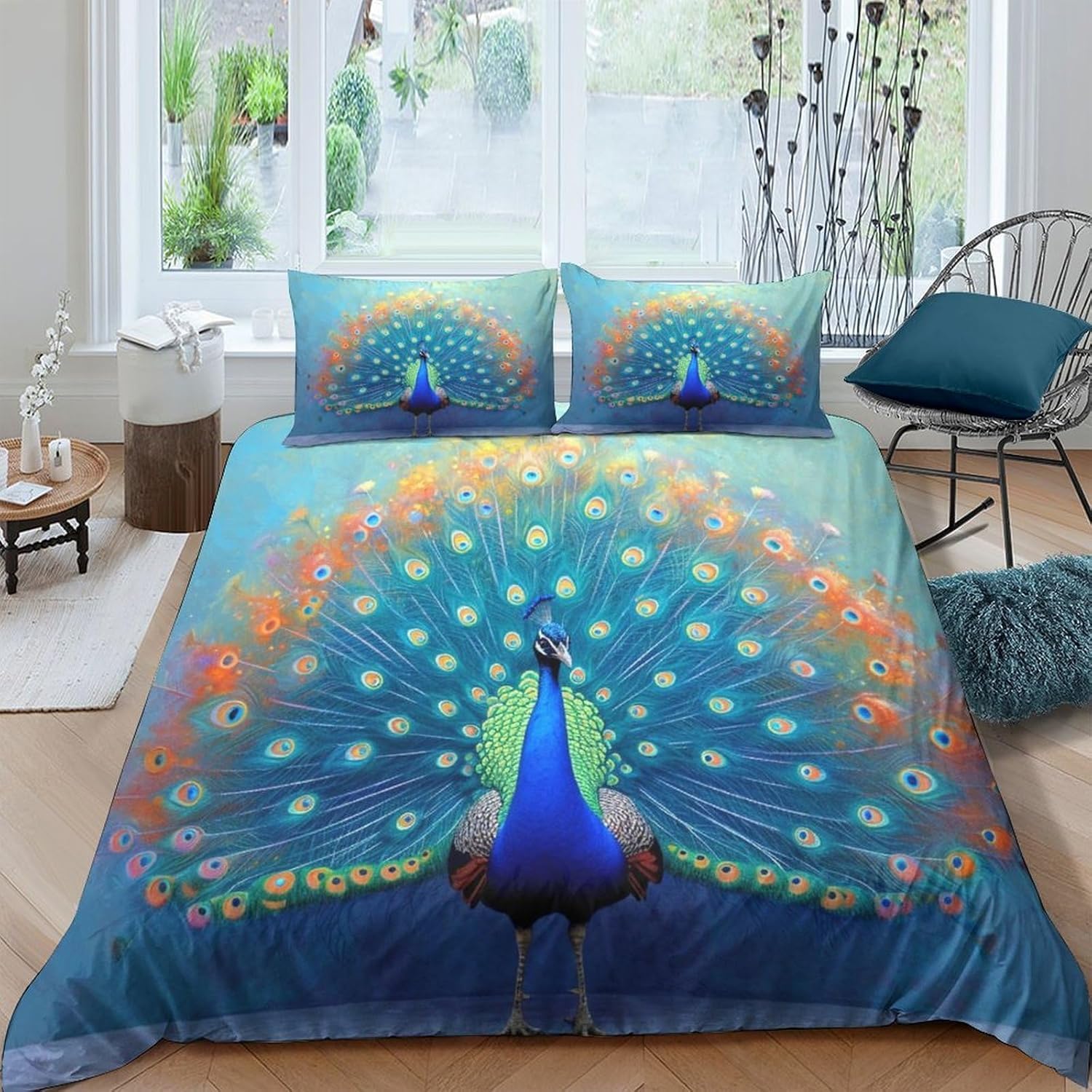 Parure de lit paon animal 3D pour transformer la chambre enfant en oasis