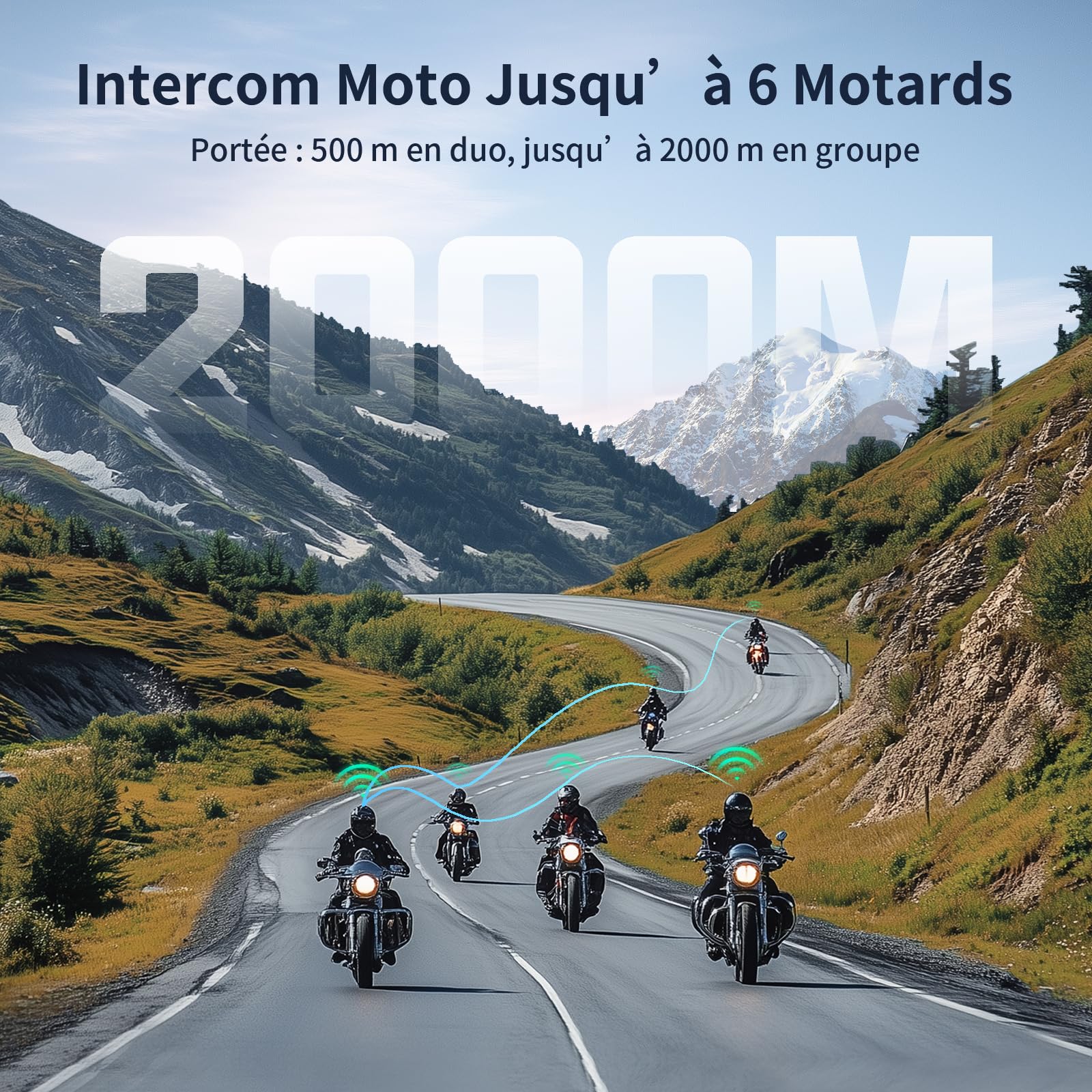 Fodsports T1 Pro Intercom Moto, fino a 6 Motociclisti, Dondolo tra 4 Modalità