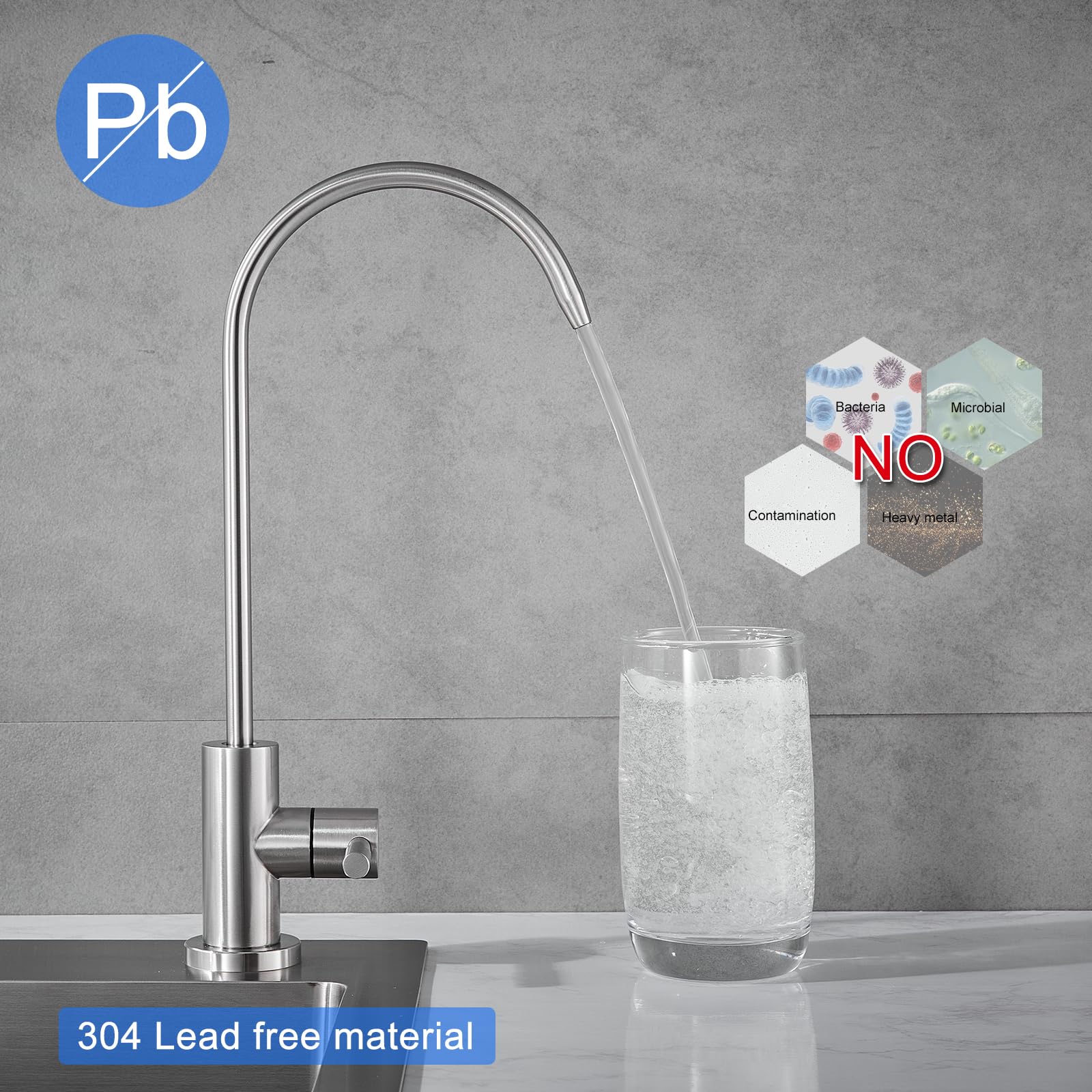 KEOKBON 304 Stainless Steel Drinking Water Tap, 100% Lead-Free RO Filter Faucet - Image 4