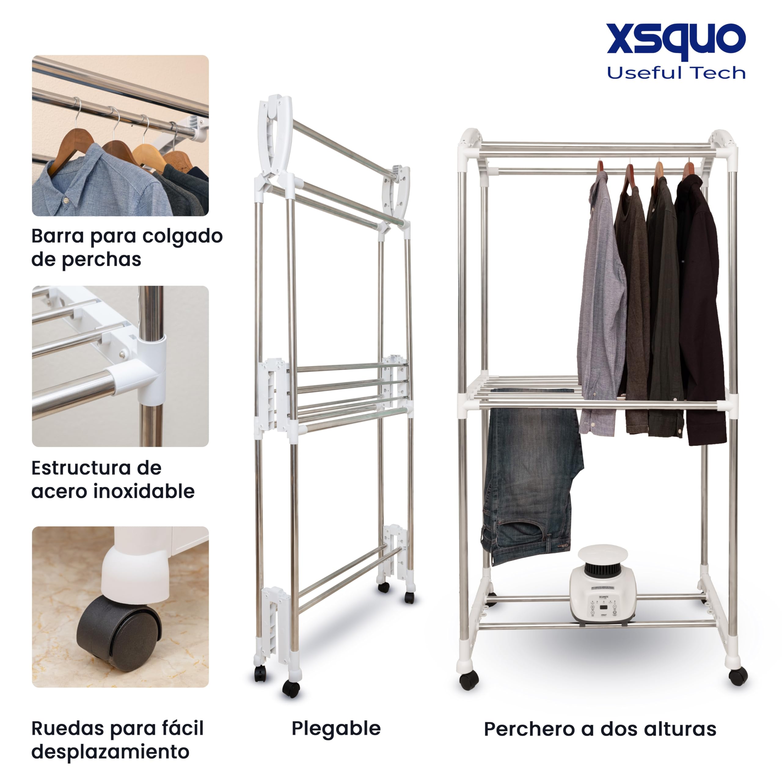 Secamatic Wäschetrockner Maximal XXL pro Belüftung, 1200 W, Trocknerkapazität 15 kg und 30 kg Wäscheständer und Schrank, Timer 180 min, leise, Multifunktion: