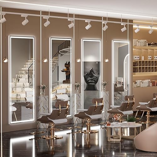 Miniatura 8 de Hasipu Espejo de longitud completa con luces, 67 x 20 pulgadas, espejo de pie con iluminación LED, espejo de cuerpo completo, espejo colgante para