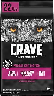 CRAVE Grain Free High Protein Adult Dry Dog Food with Lamb, 22 lb. Bag