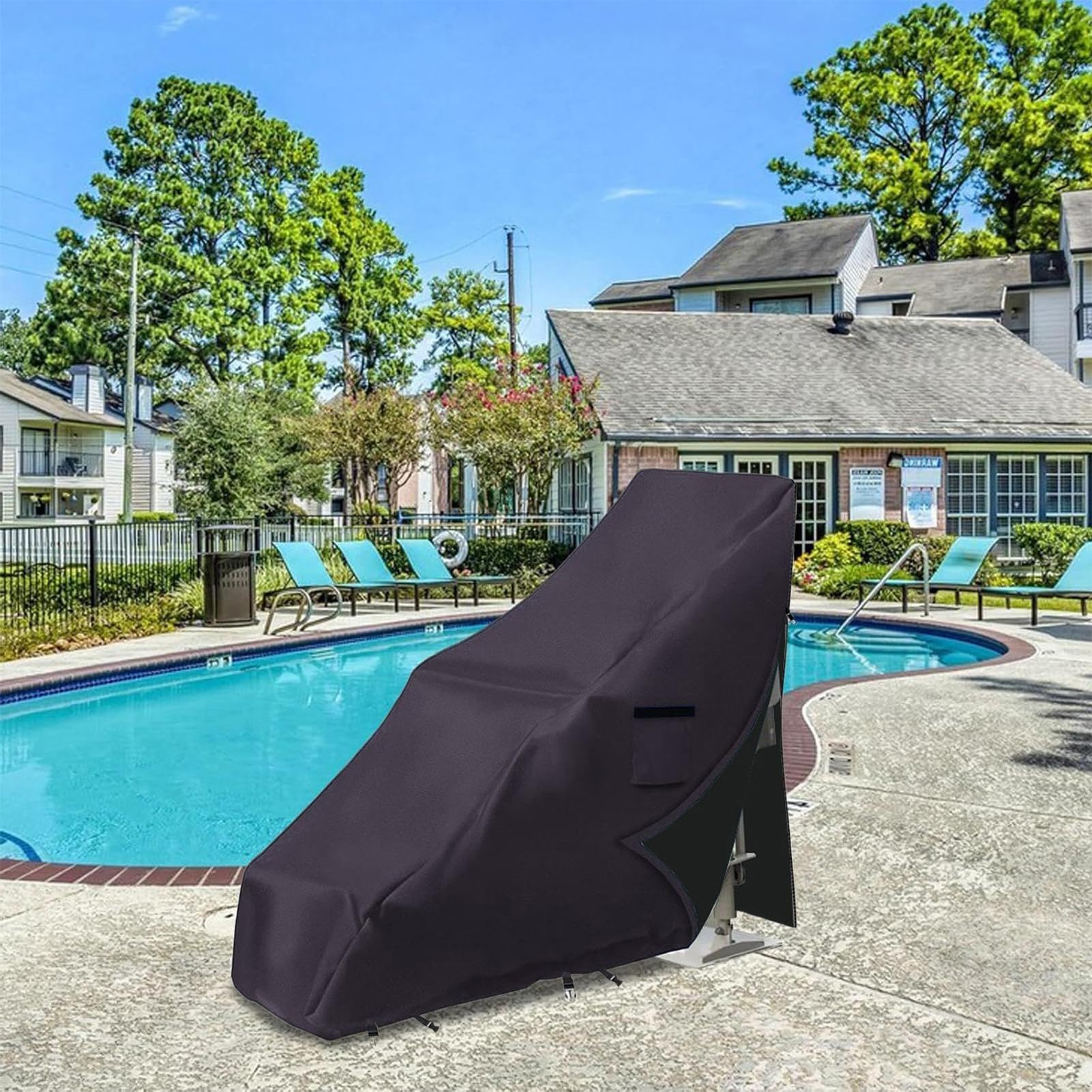 Ochronny Na Podnośnik Basenowy Do Krzeseł Wodoodporne i Pyłoszczelne | Przytwierdzana Osłona Chroniąca Przed Wiatrem Na Taras Basen Trawnik Plaża Zima Ganek