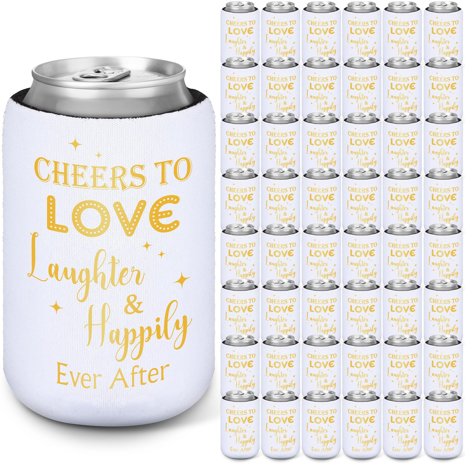 FoldTier Wedding Can Cooler Decorations Cheers to Love Laughter and Happily Ever After Can Cooler for Wedding Supplies Bridal Showers Engagements