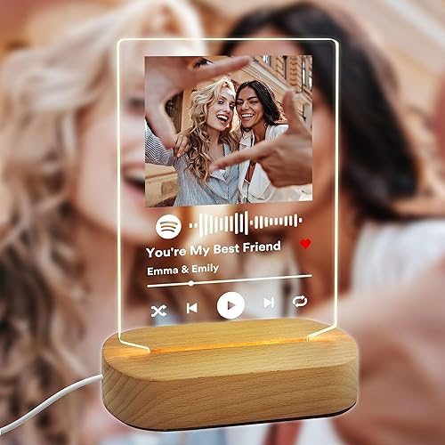 YESCUSTOM Placa de canción acrílica personalizada, cubierta de álbum de fotos con código escaneable, regalo de cumpleaños personalizado para mejor