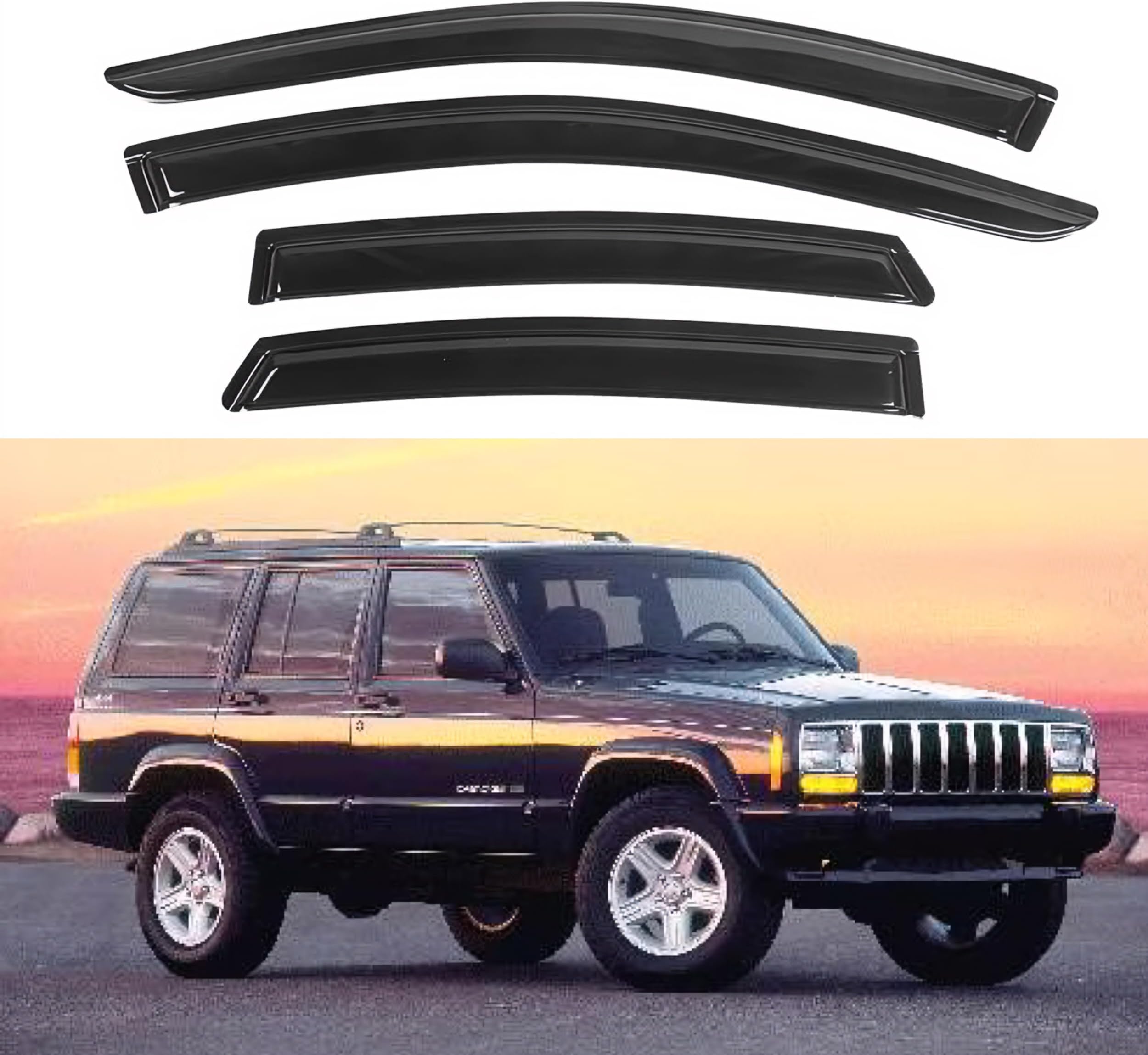 GMC Yukon Rain Guards IKON MOTORSPORTS In-Channel Window Deflectors For 2007-2014 Chevy Tahoe & GMC Yukon - 4pc Smoke Tinted Rain Guards In-channel Rain Guards For Tahoe Yukon - Foto 12