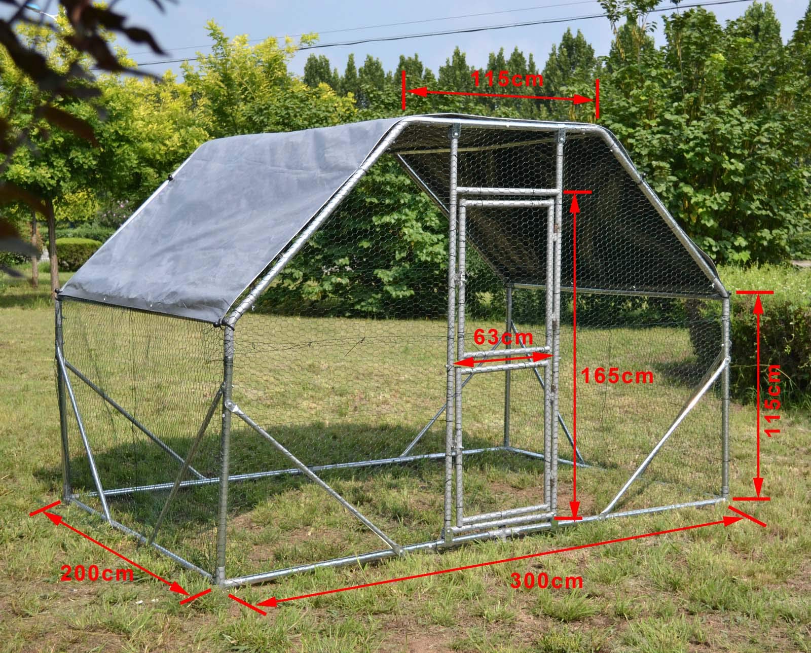 Wiltec Parc enclos XXL pour Petits Animaux domestiques – 2 x 3 x 2 m – en Acier – Clôture verrouillable avec Toit grillagé à pignon et Bâche – Cage Lapin Clapier Hamster Cochon d'Inde Tortue Rongeur