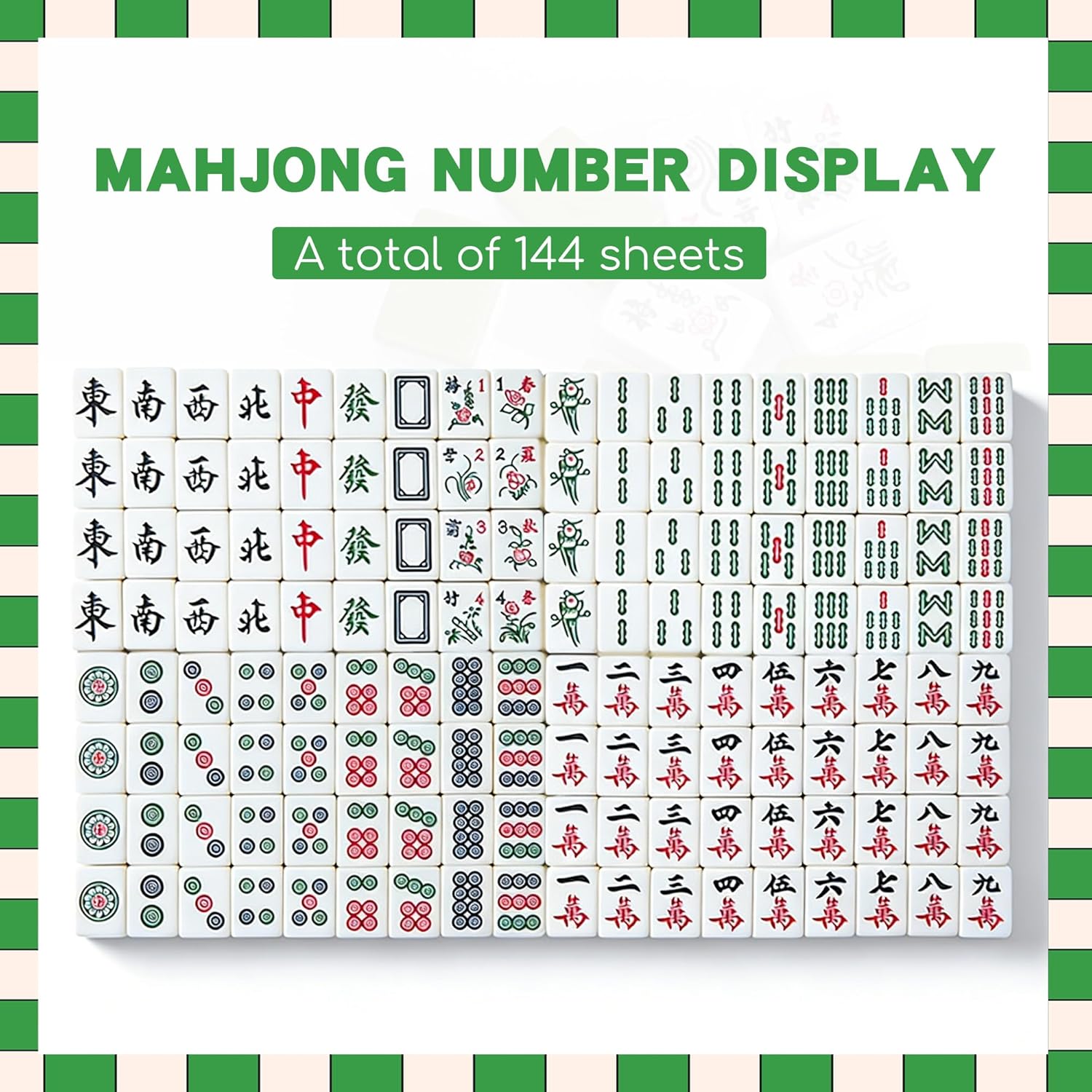 Mini Chinese Mahjong Set - 144pcs Traditional Travel Game with Case, Portable Small Mahjong for Beginners - Travel Mahjong Set (0.94 × 0.67 × 0.47)