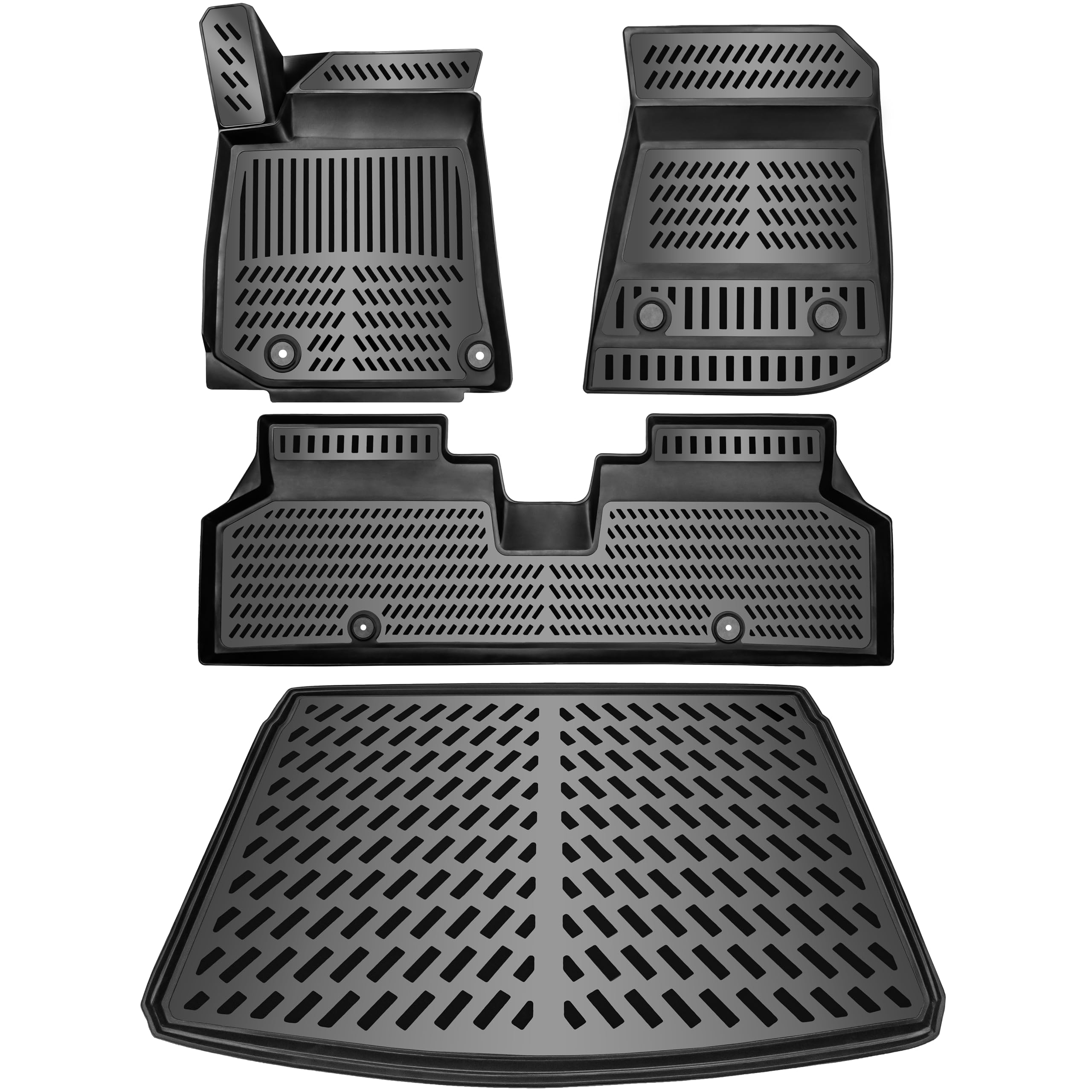 ELMASLINE 3D rubberen matten & kofferbakmatset voor KIA NIRO EV (SG2) 2022-2025 | 2. generatie. (onderste laadbodem) | Accessoires vloermatten kofferbakmat