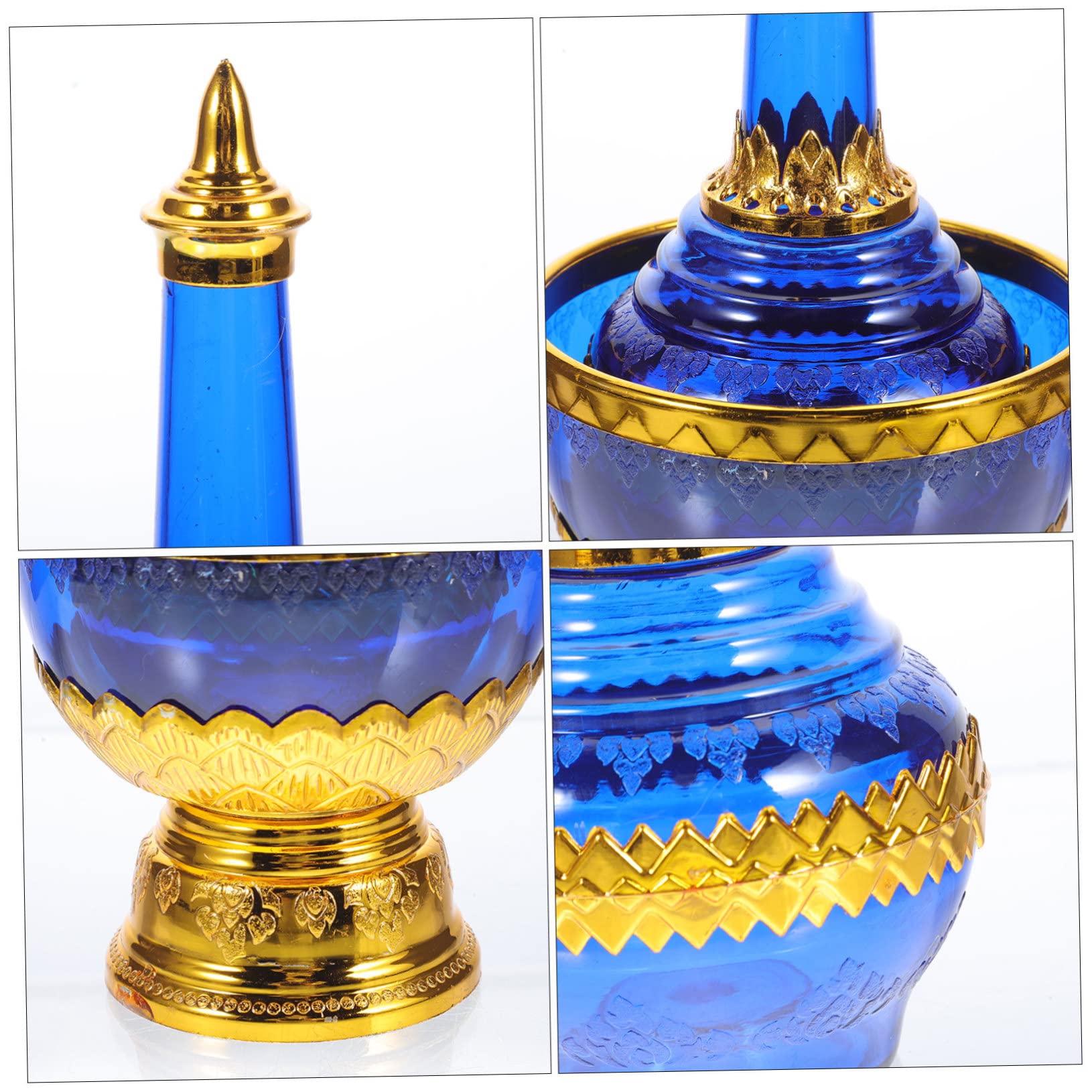 GOOHOCHY 1 Set Holy Water Cup Dripping Bottle Offering Bowl Holy Water Offering Cup Gold Chalice Bowl Tibetan Water Offering Cups Tabletop Holy Cup Tibetan Healing Bowls Decor Plastic Blue