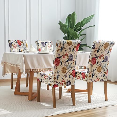 Miniatura 3 de FORCHEER Juego de 4 fundas para sillas de comedor para comedor, fundas elásticas para sillas de comedor y cocina, lavables y extraíbles (paquete de