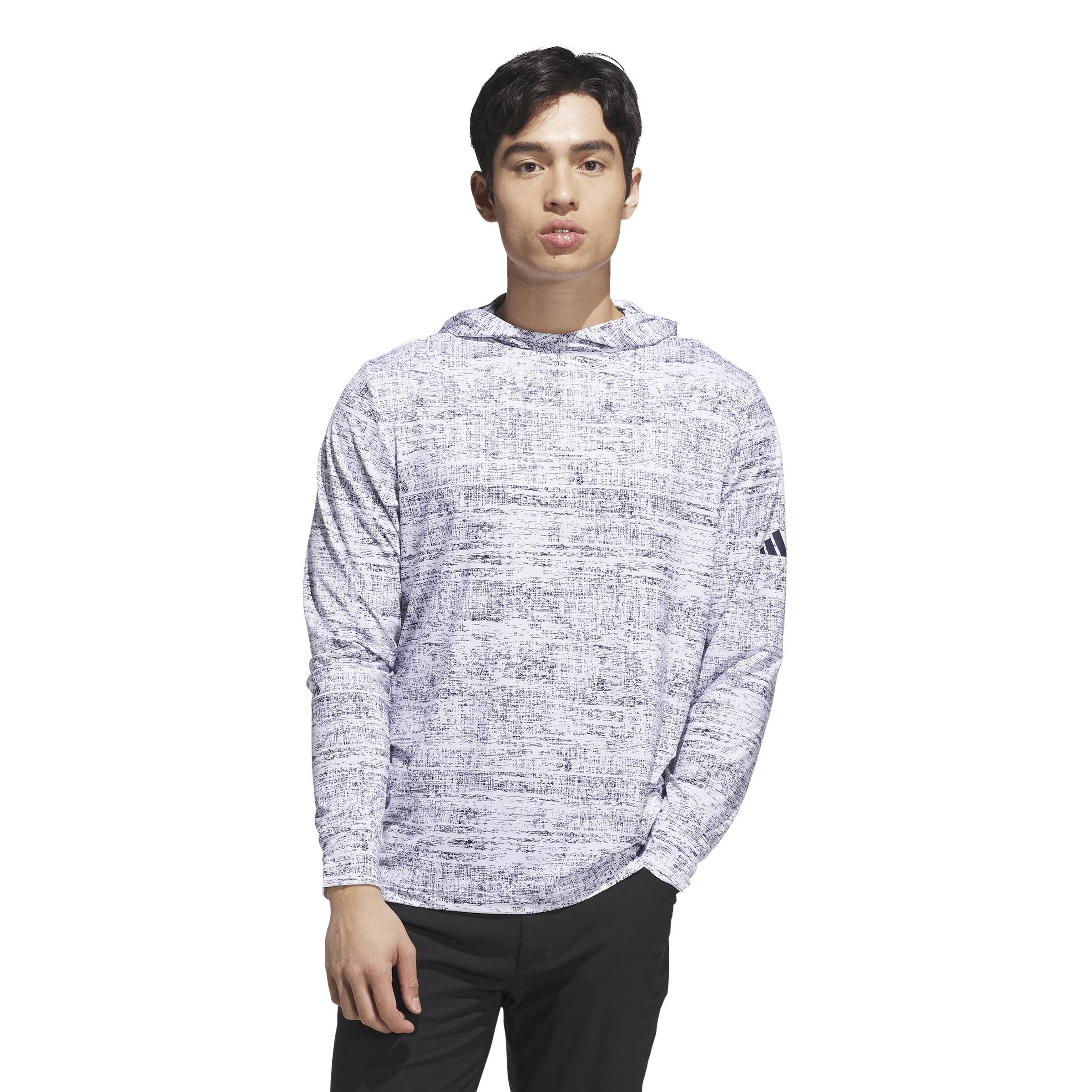 Adidas Men's White/Collegiate Navy Performance Printed Lightweight Hoodie